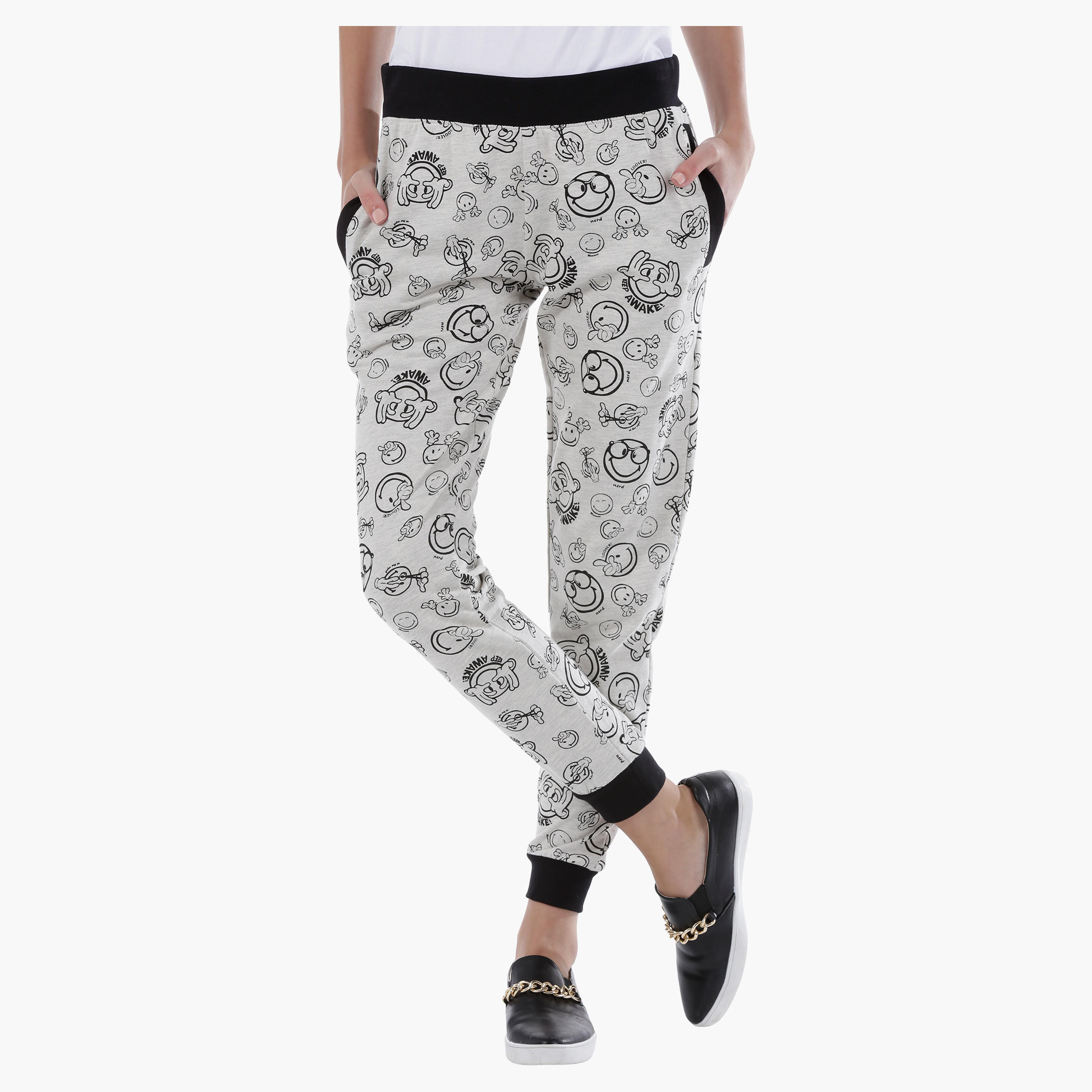 Smiley World Printed Jog Pants-women-clothing-bottoms-joggers-image-1