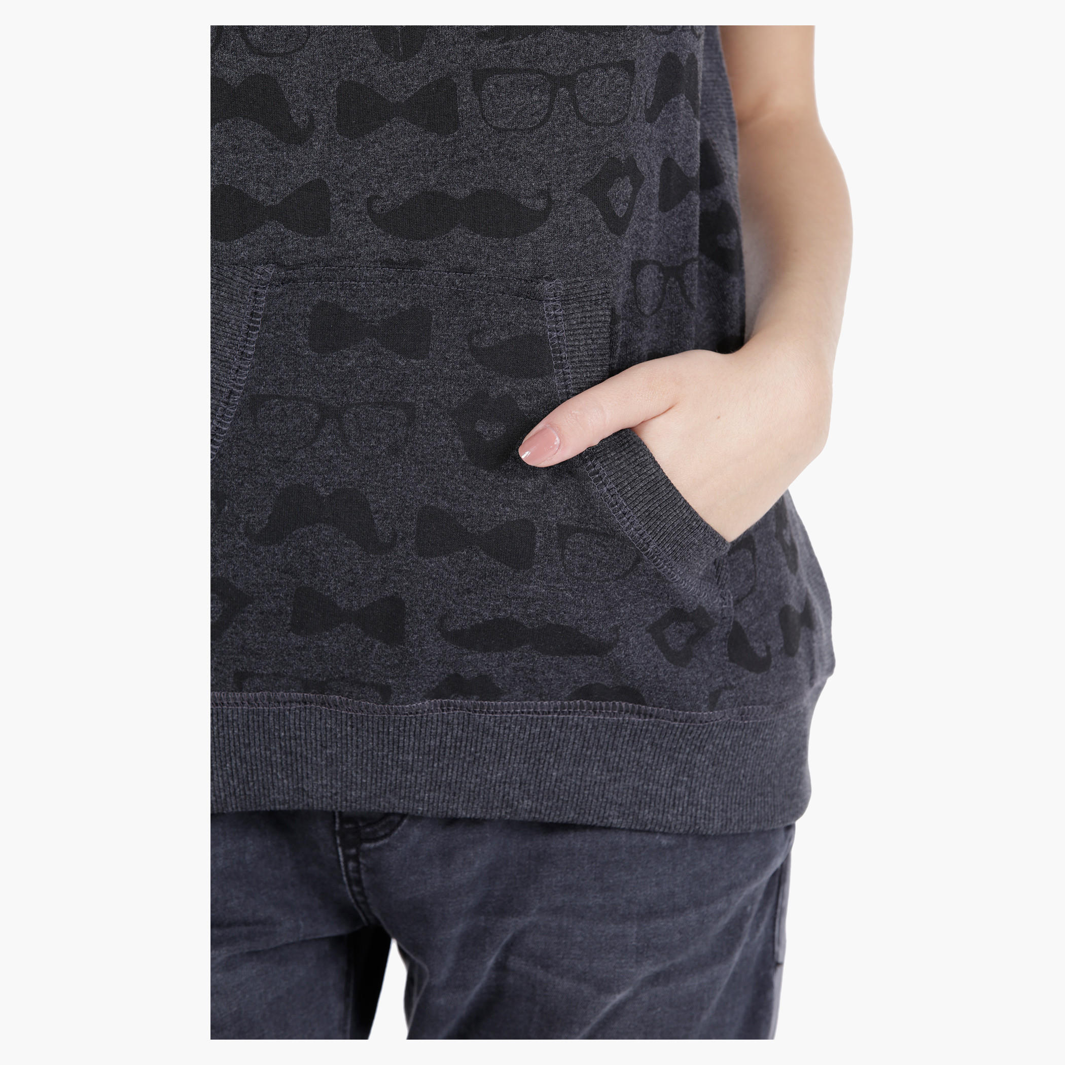 Smiley World Printed Melange Top in Regular Fit-women-clothing-tshirts-image-2