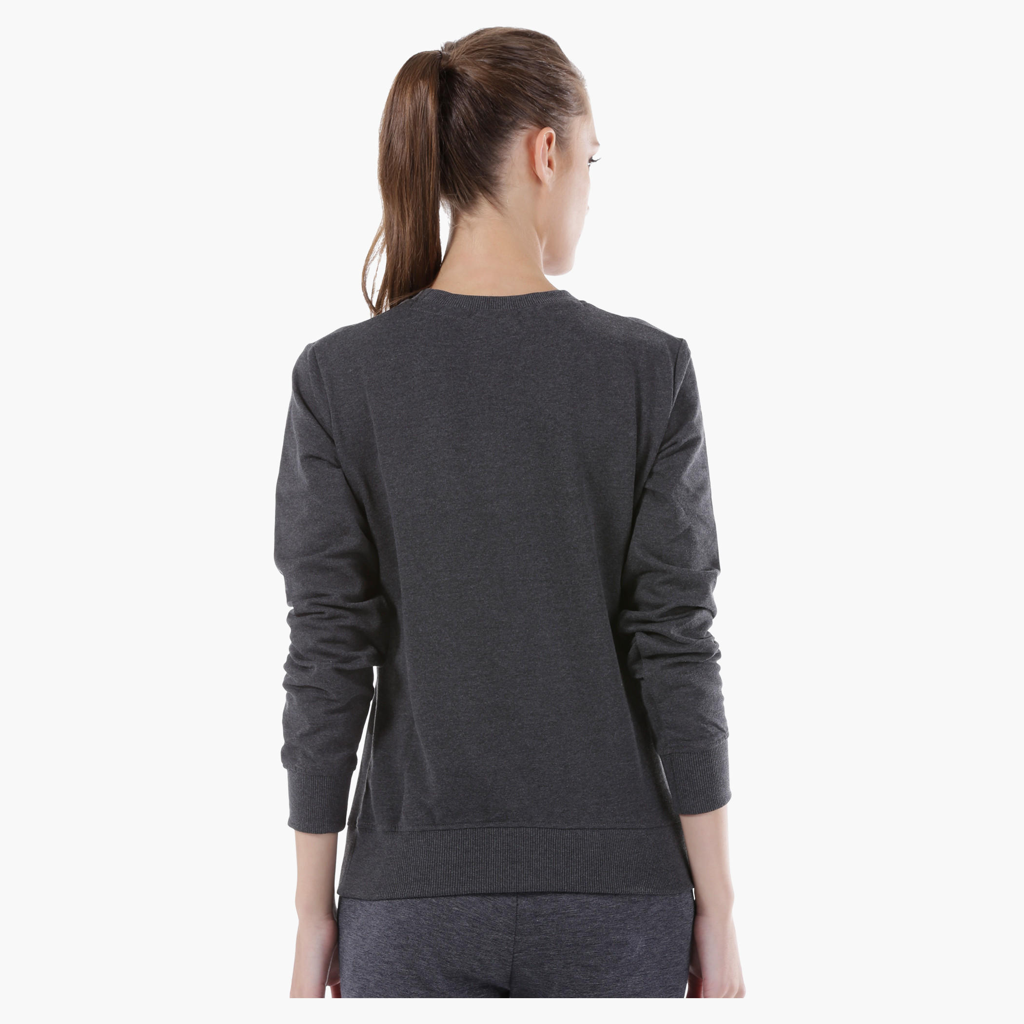Smiley World Printed Melange Sweatshirt with Long Sleeves in Regular Fit-women-winterwear-hoodiesandsweatshirts-sweatshirts-image-2