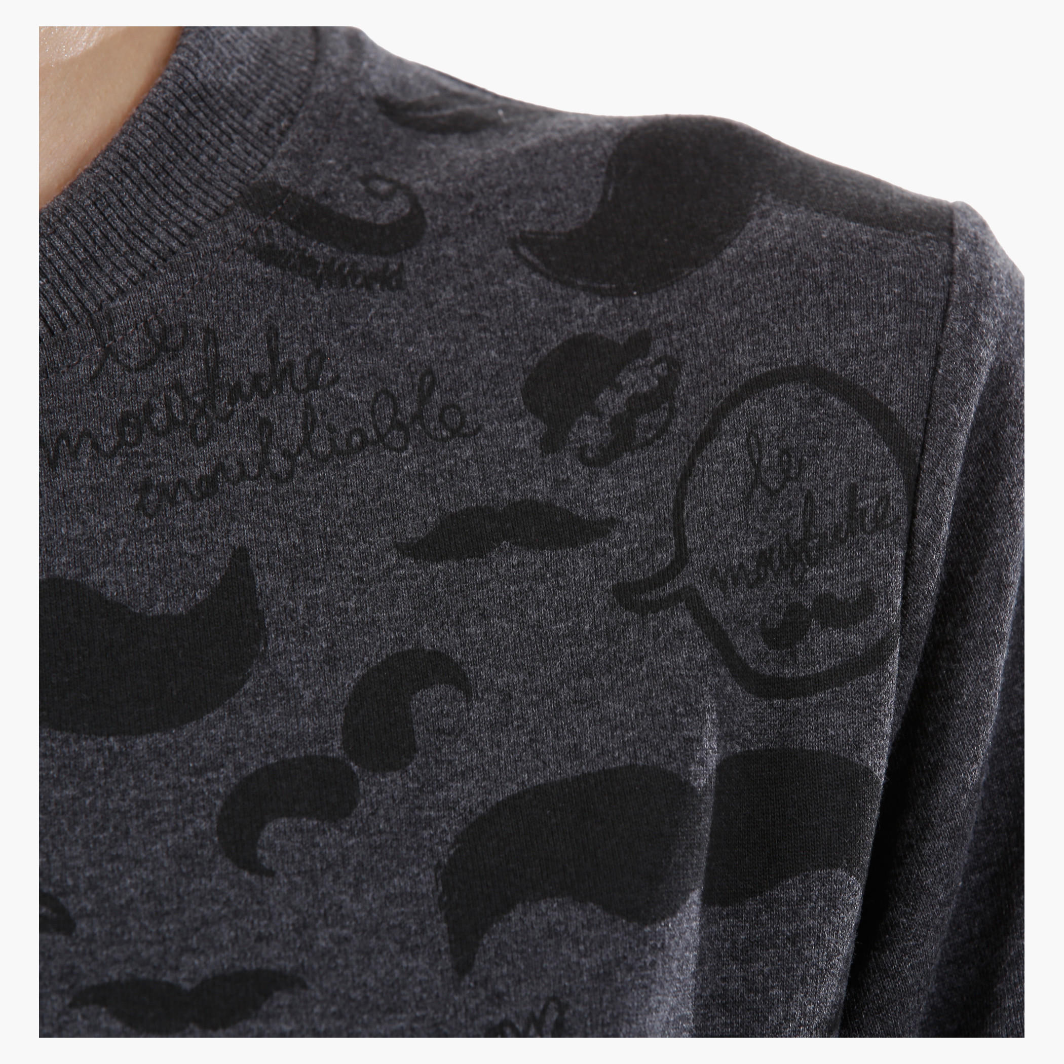 Smiley World Printed Melange Sweatshirt with Long Sleeves in Regular Fit-women-winterwear-hoodiesandsweatshirts-sweatshirts-image-4