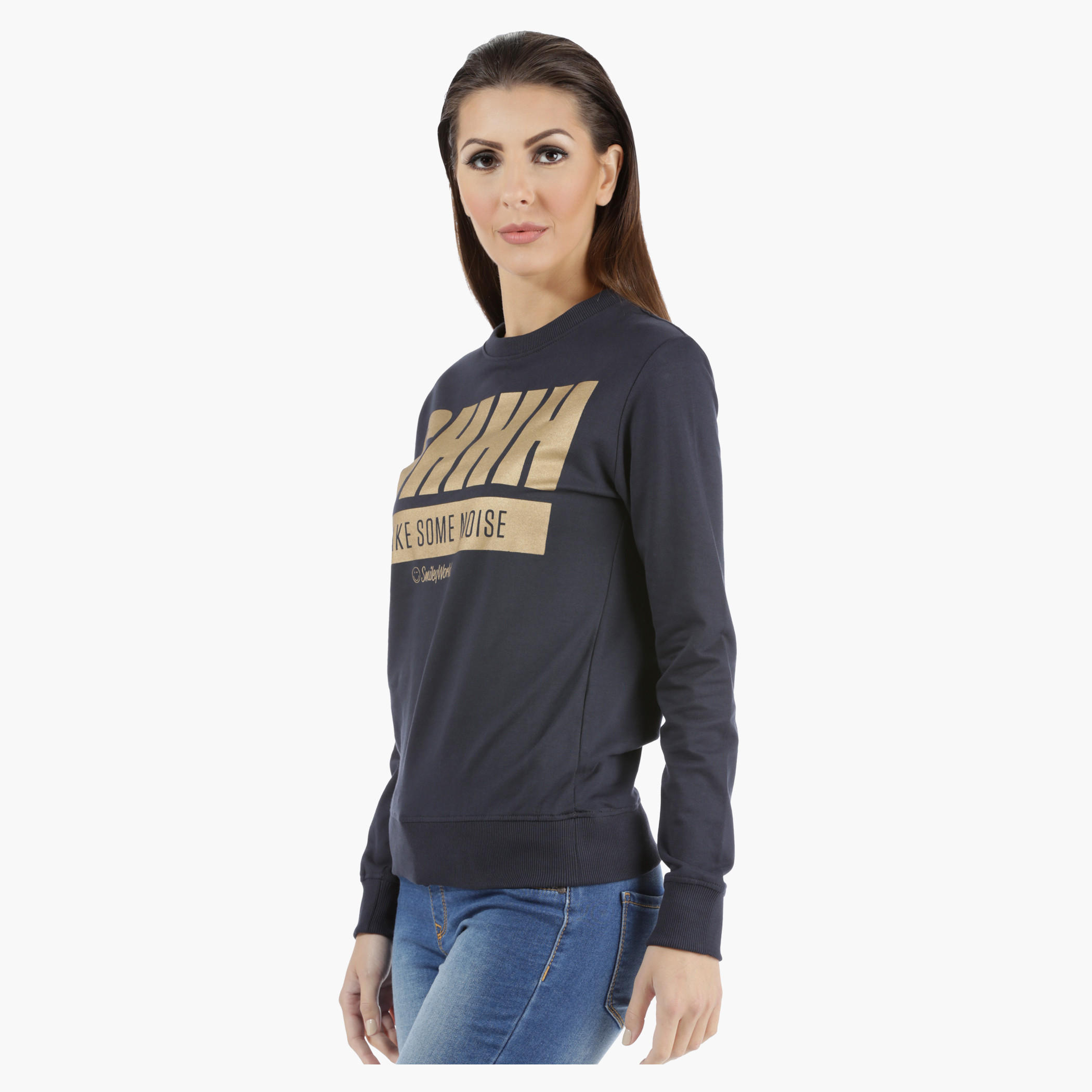 Smiley World Printed Sweatshirt with Long Sleeves-women-winterwear-hoodiesandsweatshirts-sweatshirts-image-3