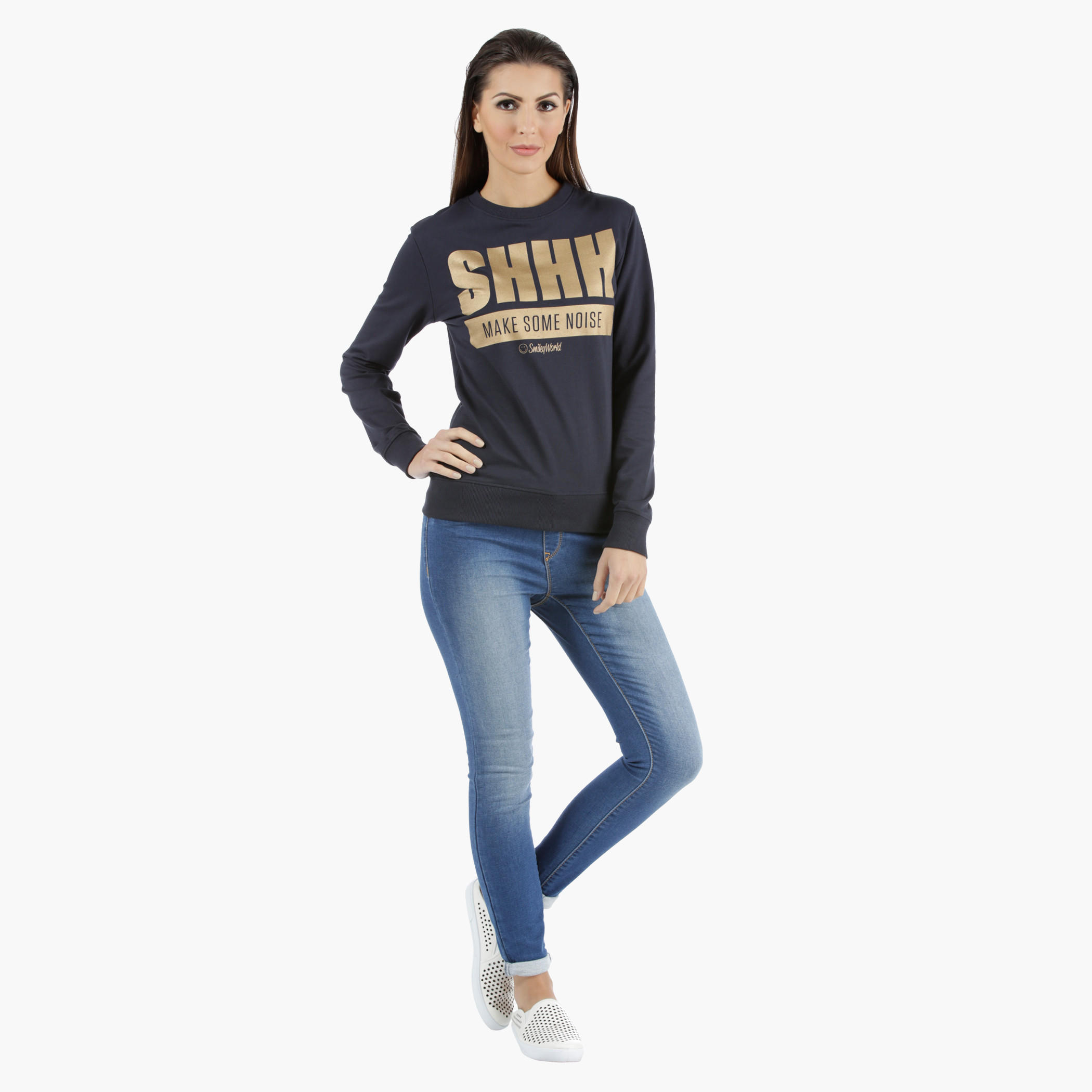 Smiley World Printed Sweatshirt with Long Sleeves-women-winterwear-hoodiesandsweatshirts-sweatshirts-image-1