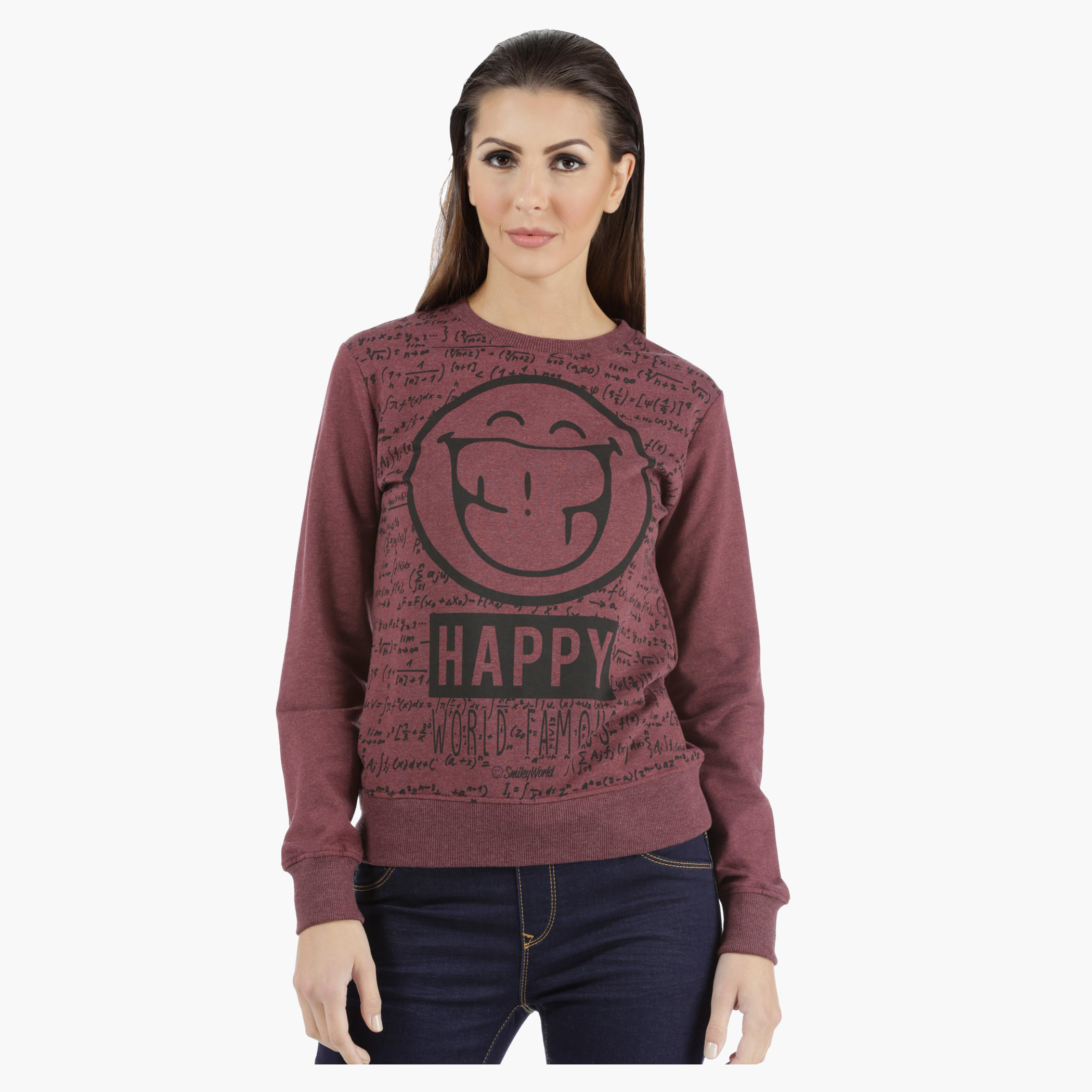 Smiley World Printed Sweatshirt with Long Sleeves-women-winterwear-hoodiesandsweatshirts-sweatshirts-image-1