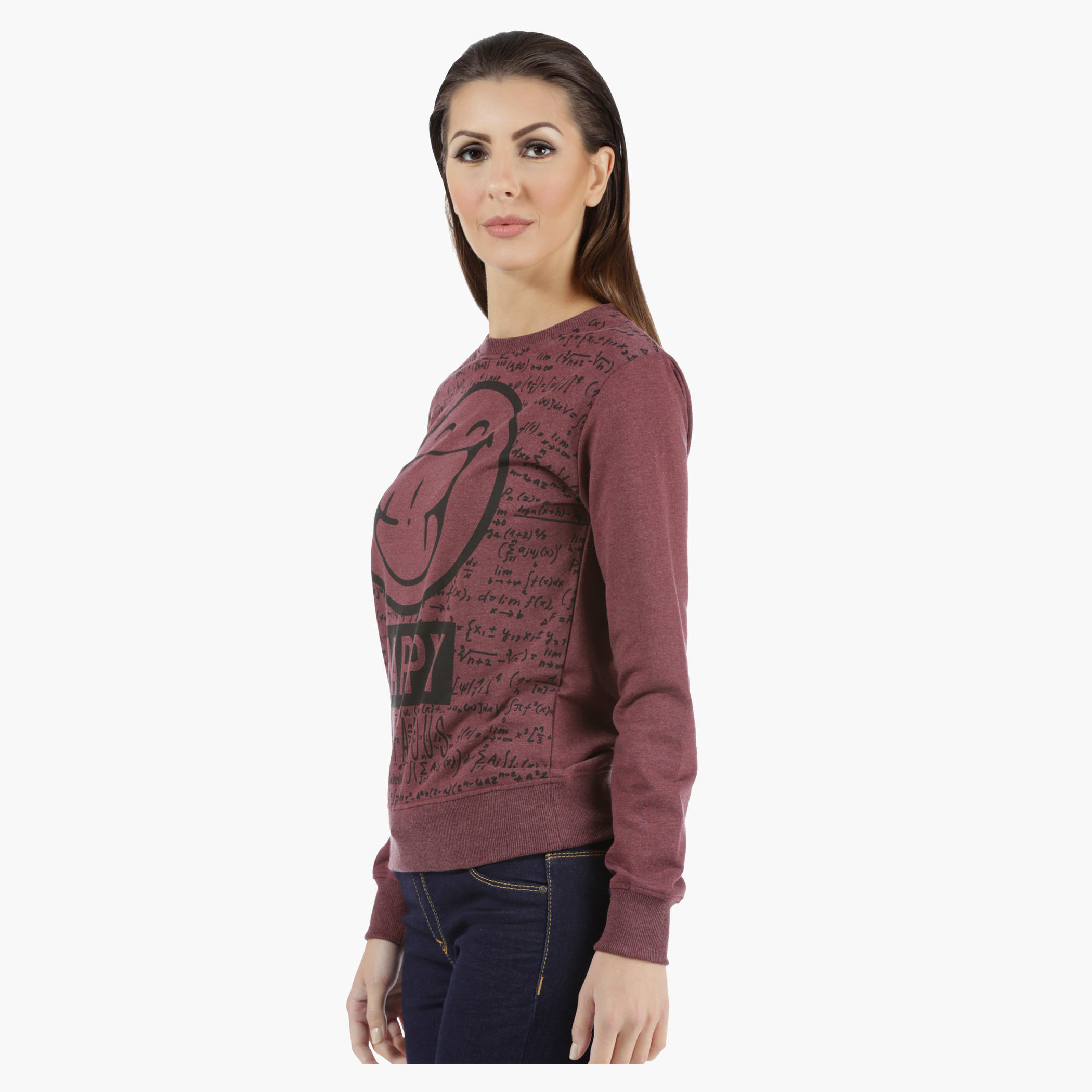 Smiley World Printed Sweatshirt with Long Sleeves-women-winterwear-hoodiesandsweatshirts-sweatshirts-image-3