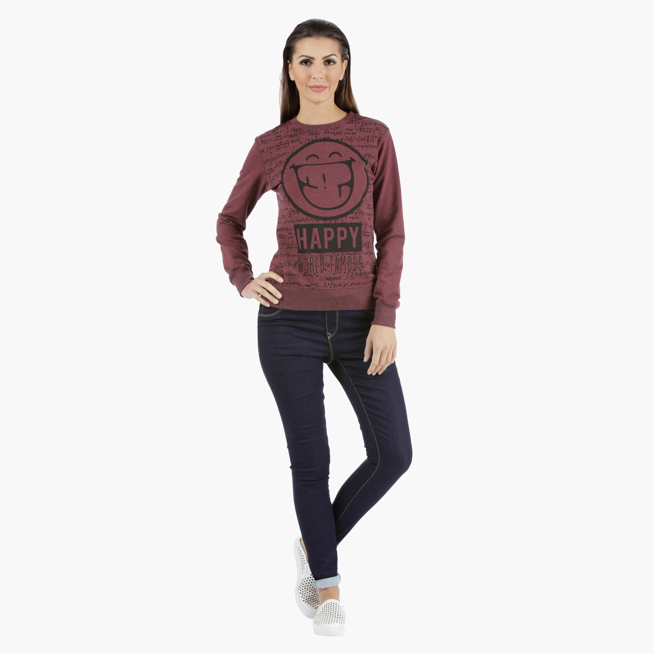 Smiley World Printed Sweatshirt with Long Sleeves-women-winterwear-hoodiesandsweatshirts-sweatshirts-image-5