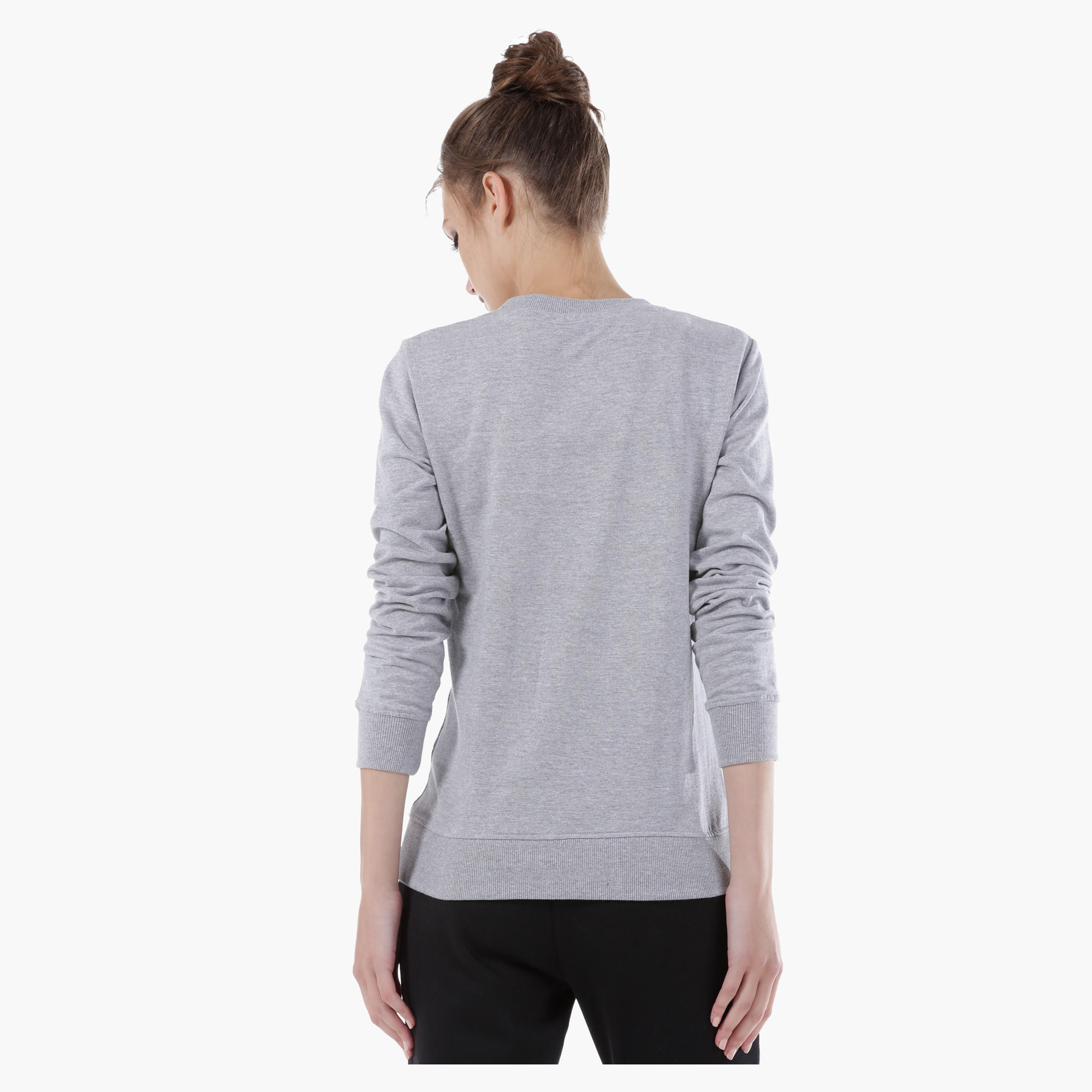 Smiley World Printed Melange Sweatshirt with Long Sleeves-women-winterwear-hoodiesandsweatshirts-sweatshirts-image-2