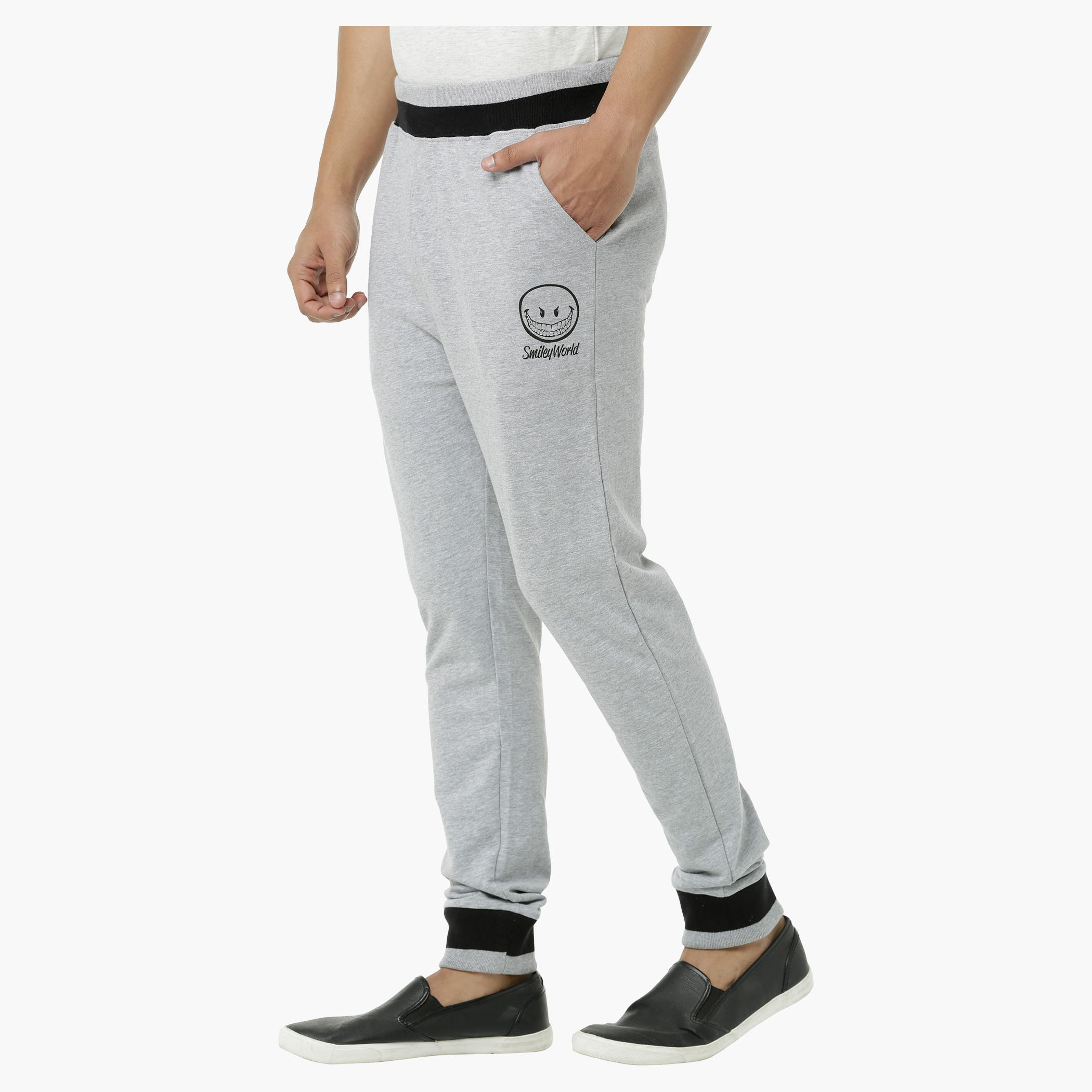 Smiley World Cotton Melange Pants with Tipping in Regular Fit-men-clothing-bottoms-joggers-image-3