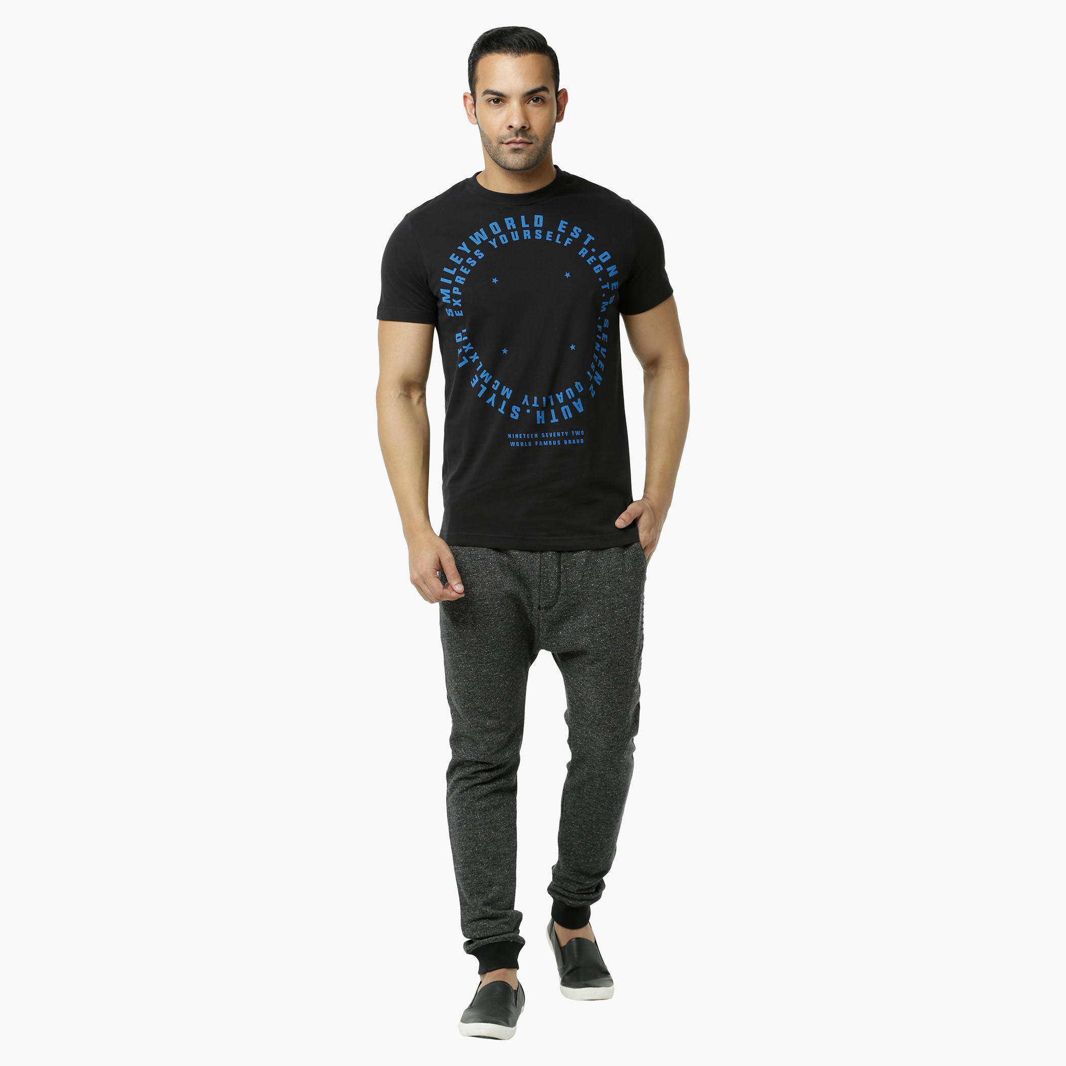 Smiley World Cotton Graphic Print T-Shirt in Regular Fit-men-clothing-tshirtsandpolos-tshirts-image-5