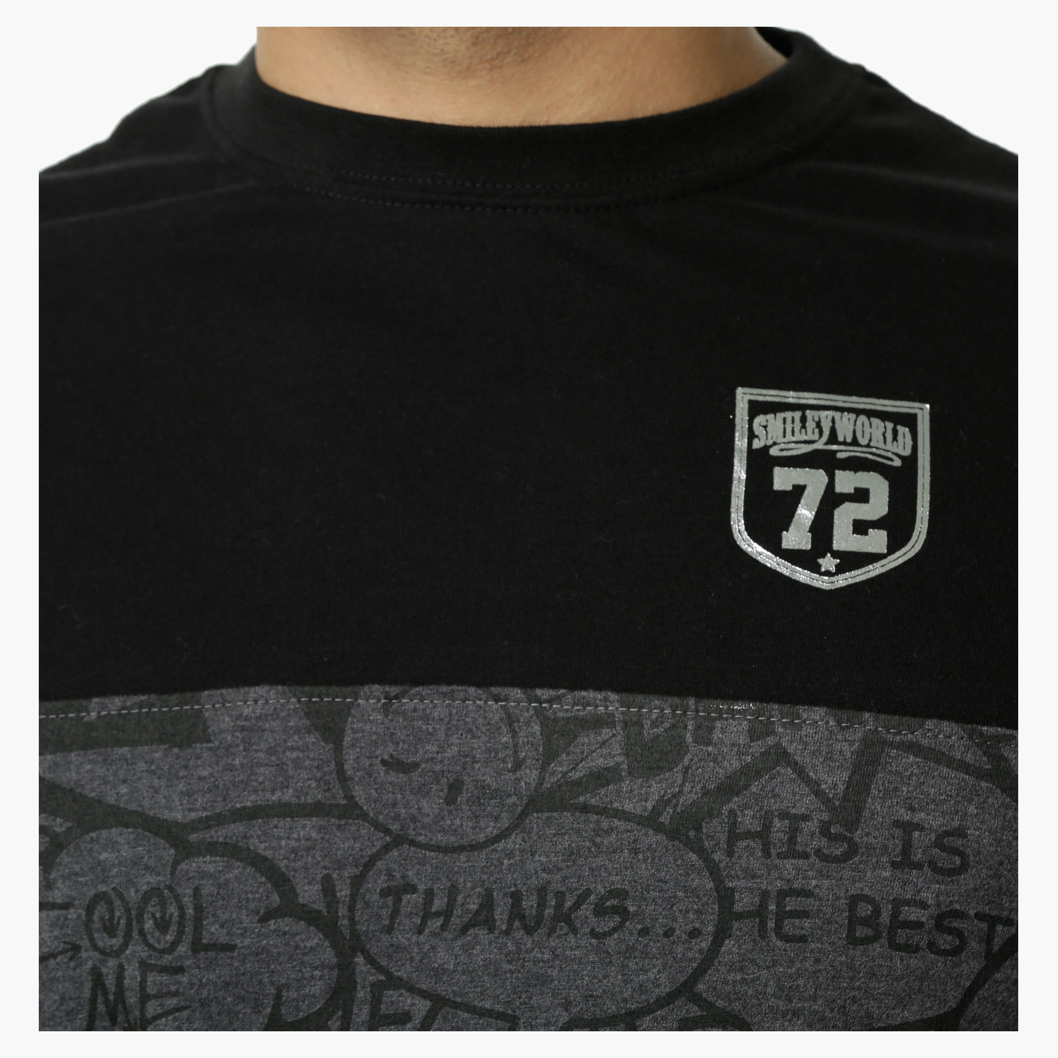 Smiley World Printed Crew Neck Cotton T-Shirt with Short Sleeves-men-clothing-tshirtsandpolos-tshirts-image-4