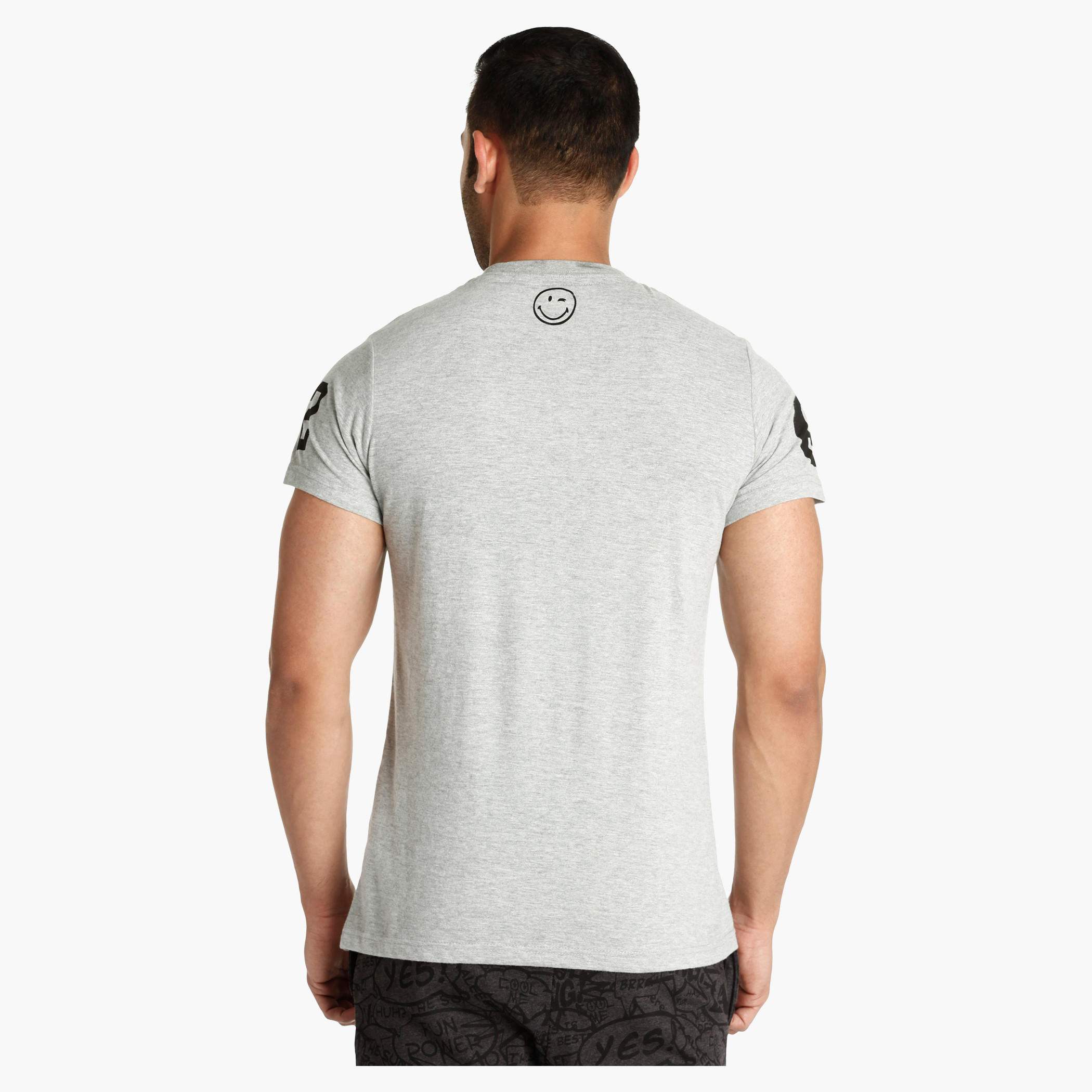 Smiley World Printed Melange T-Shirt with Crew Neck-men-clothing-tshirtsandpolos-tshirts-image-4