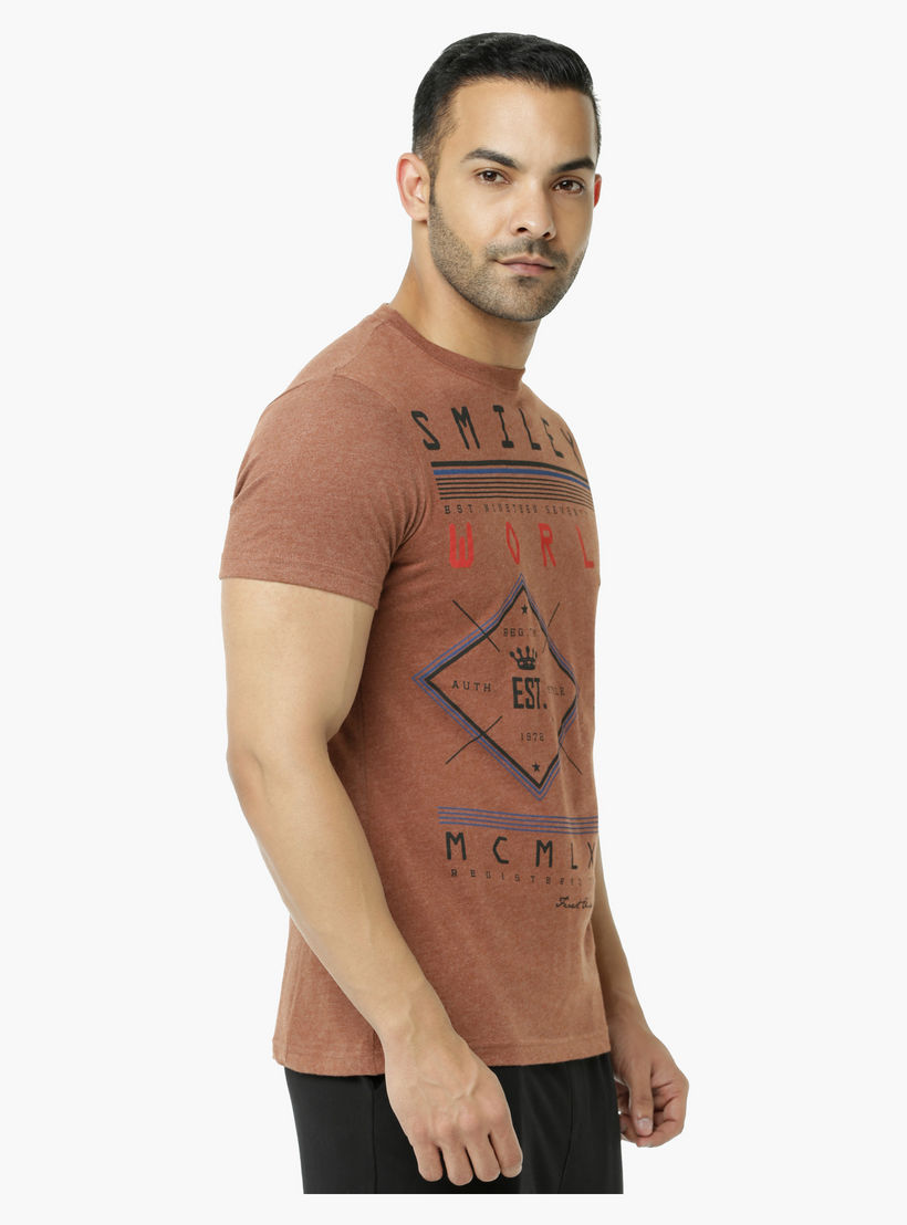 Smiley World Printed Crew Neck T-Shirt with Short Sleeves-men-clothing-tshirtsandpolos-tshirts-image-3