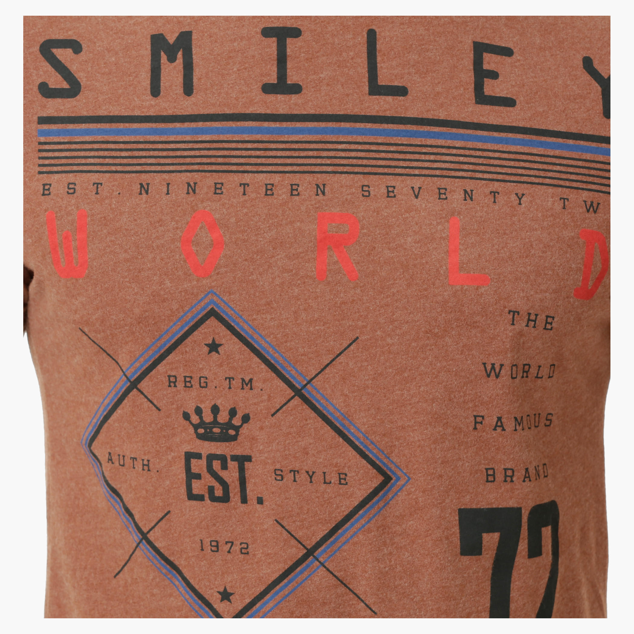 Smiley World Printed Crew Neck T-Shirt with Short Sleeves-men-clothing-tshirtsandpolos-tshirts-image-4