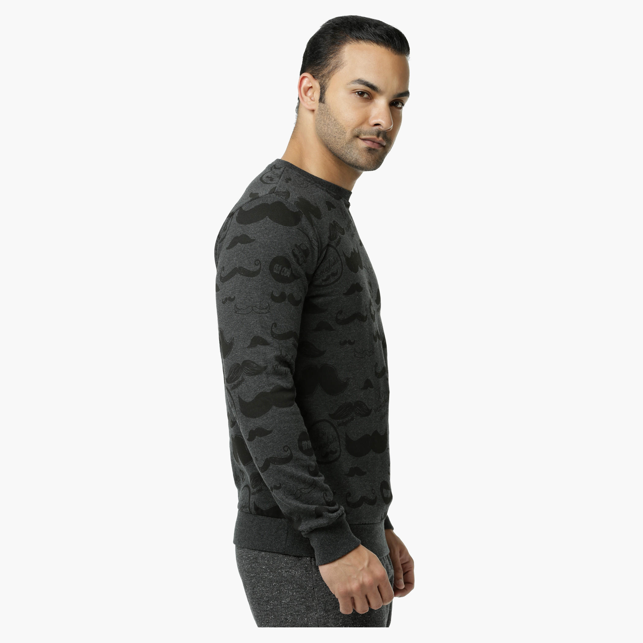 Smiley World Printed Crew Neck Sweat Shirt with Long Sleeves-men-winterwear-hoodiesandsweatshirts-image-3
