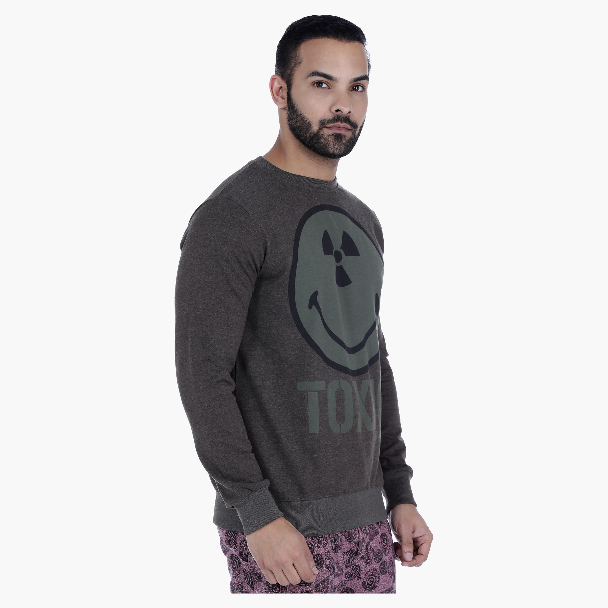 Smiley World Printed Sweatshirt with Long Sleeves-men-winterwear-hoodiesandsweatshirts-image-3