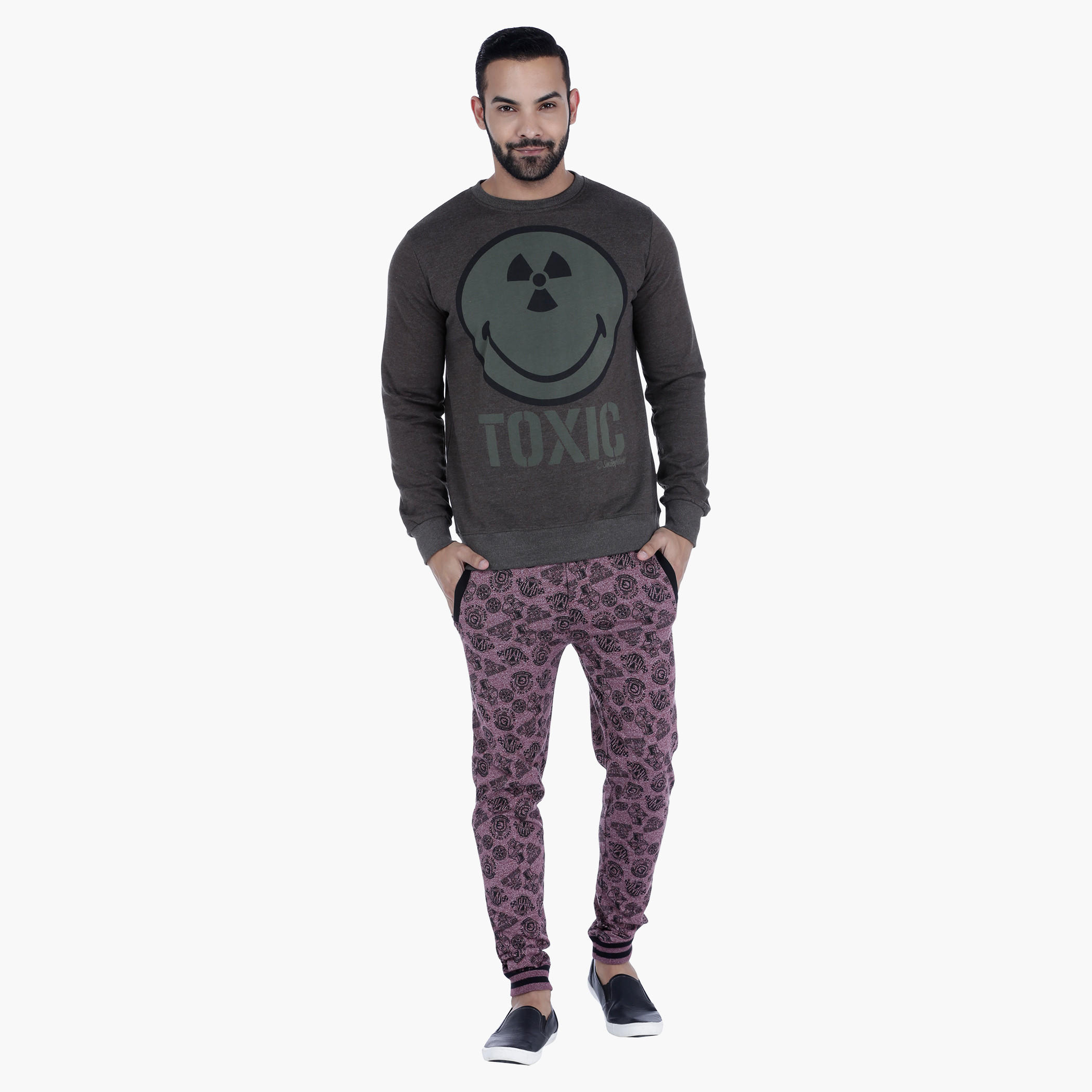 Smiley World Printed Sweatshirt with Long Sleeves-men-winterwear-hoodiesandsweatshirts-image-5
