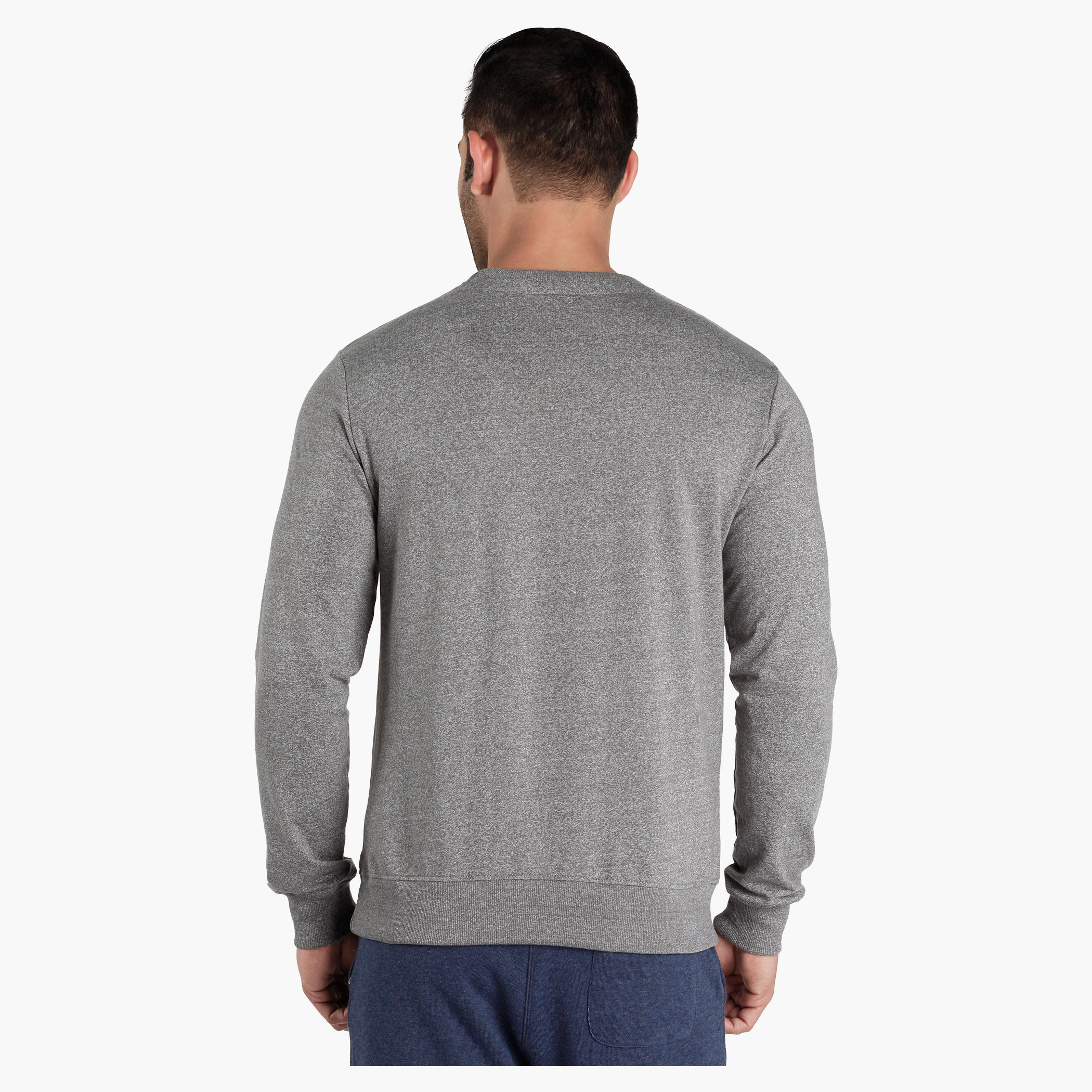 Smiley World Printed Melange T-Shirt with Crew Neck-men-winterwear-hoodiesandsweatshirts-image-2