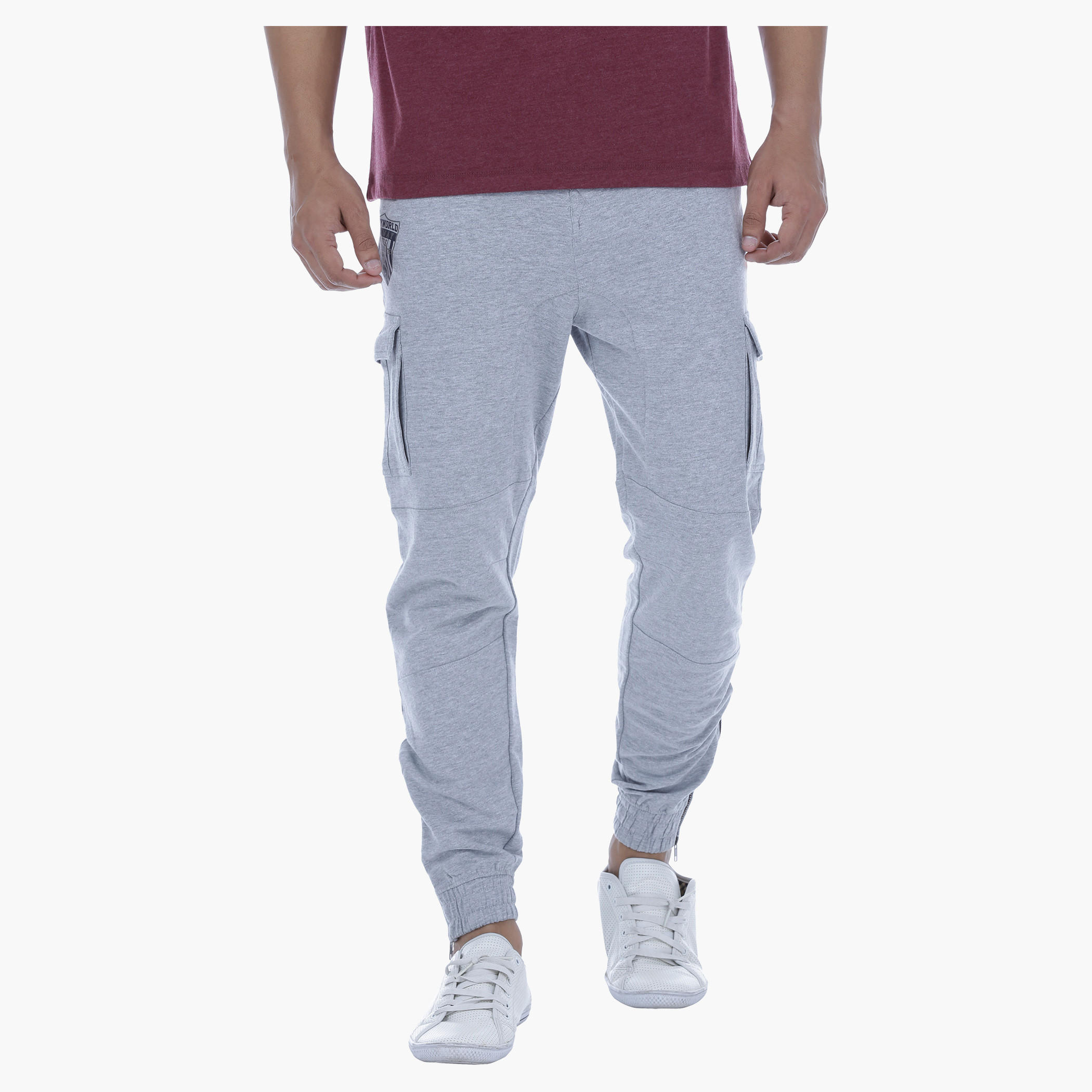 Smiley World Graphic Print Jog Pants with Zippered Cuffs-men-clothing-bottoms-joggers-image-1