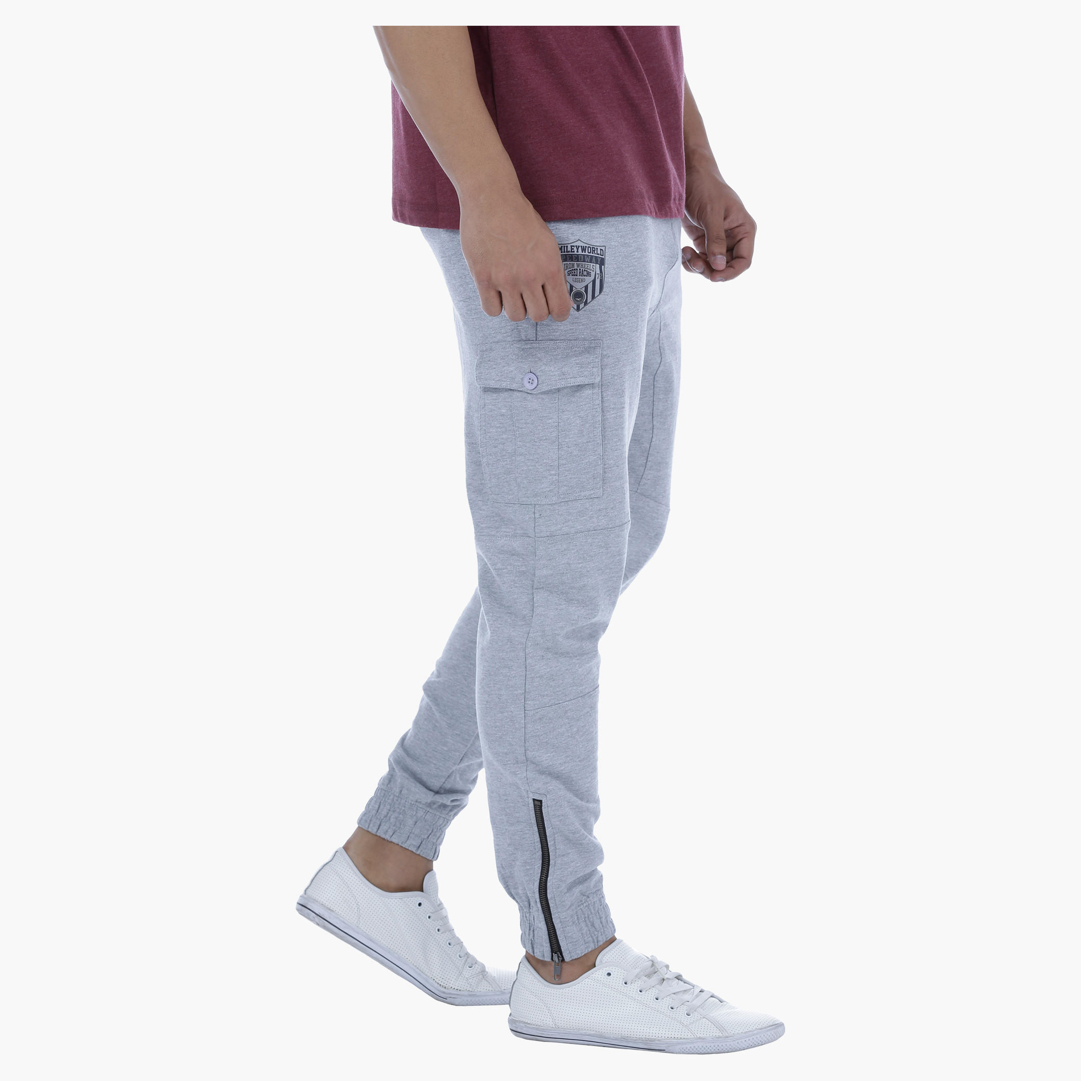 Smiley World Graphic Print Jog Pants with Zippered Cuffs-men-clothing-bottoms-joggers-image-3