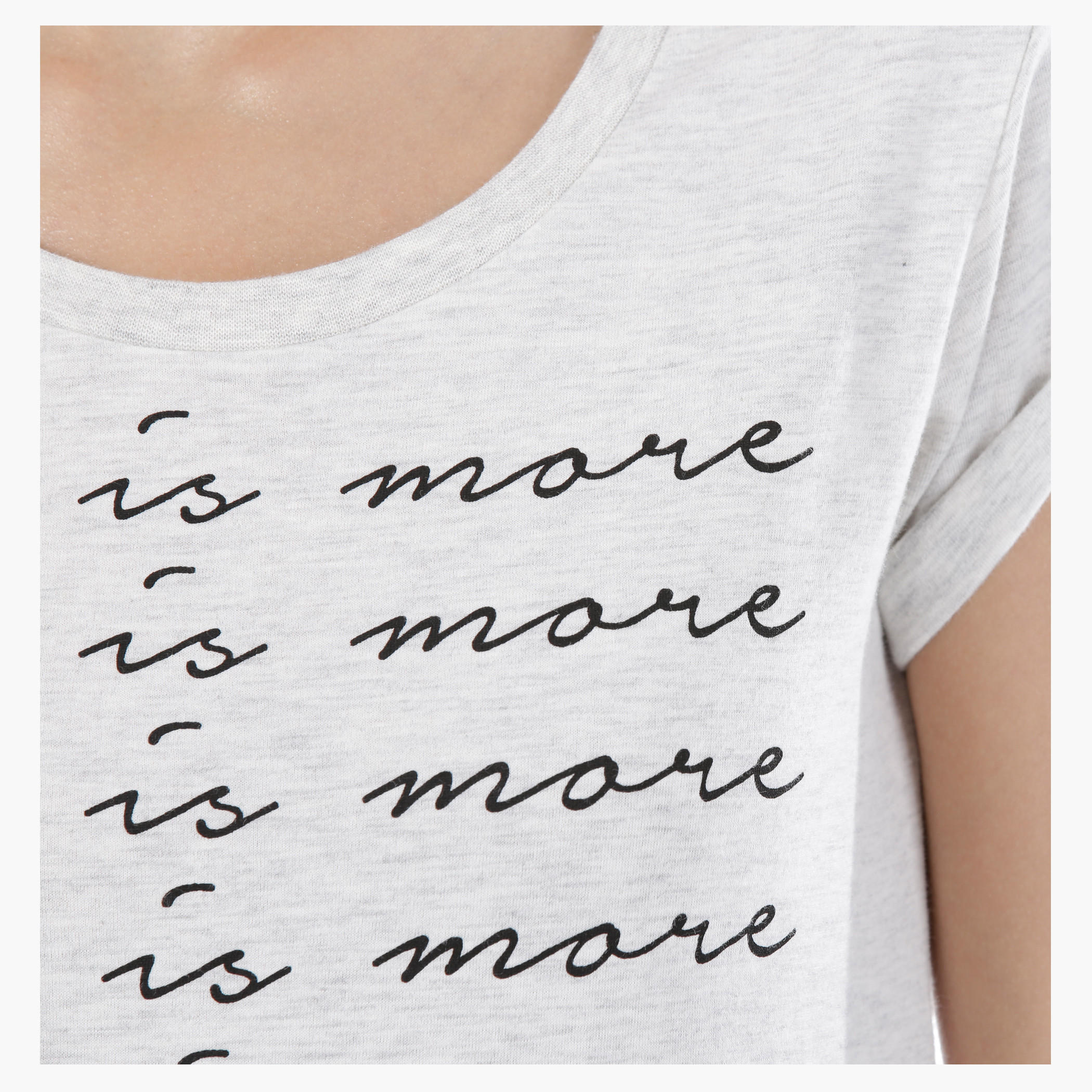 Smiley World Graphic Print Melange T-Shirt with Short Sleeves in Regular Fit-women-clothing-tshirts-image-4