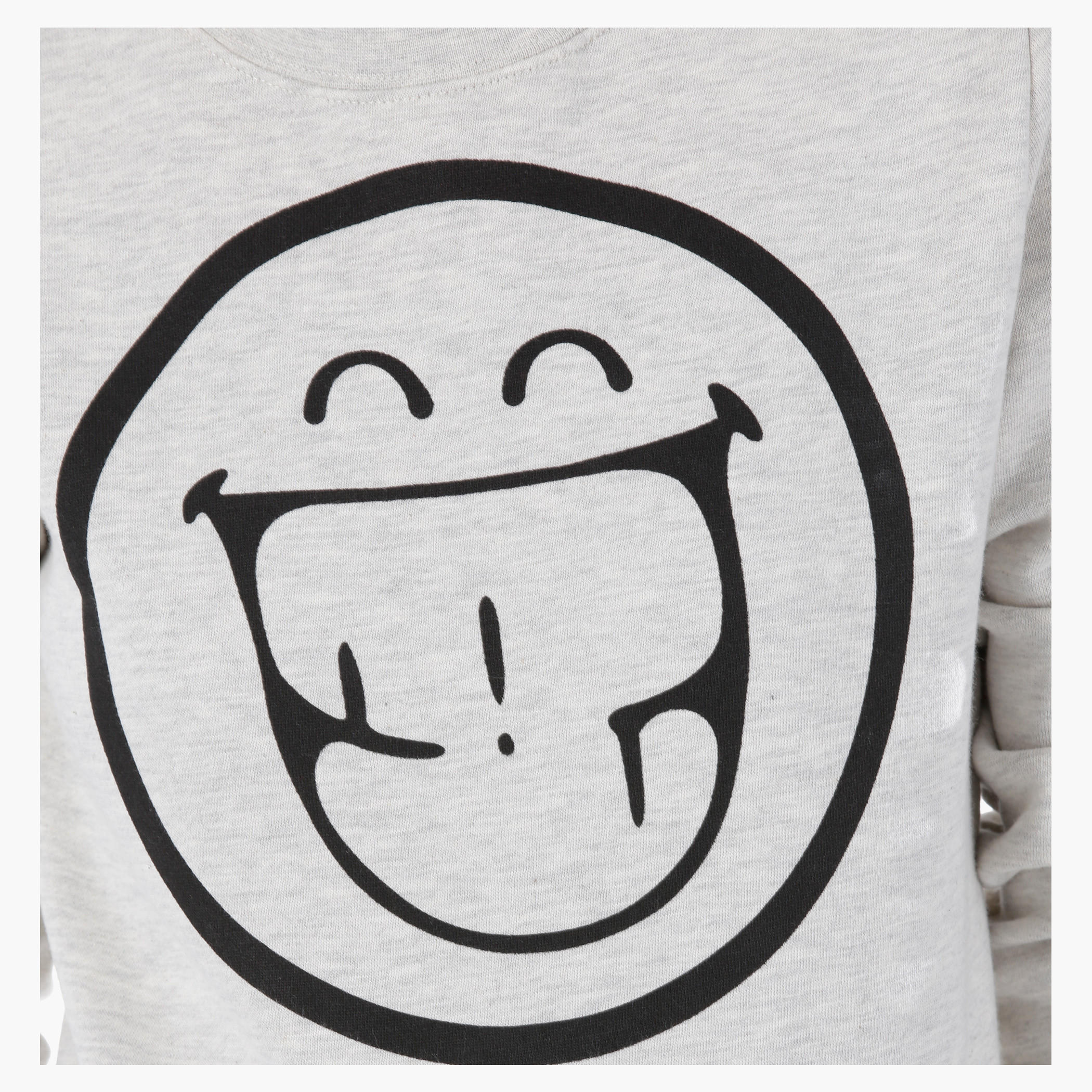 Smiley World Printed Melange Sweatshirt with Long Sleeves-women-winterwear-hoodiesandsweatshirts-sweatshirts-image-4