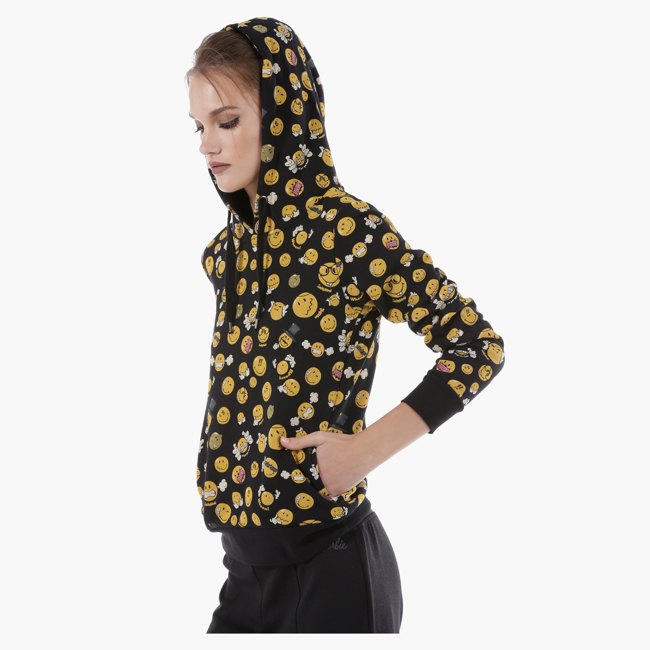 Smiley World Printed Sweatshirt with Hood-women-winterwear-hoodiesandsweatshirts-hoodies-image-3