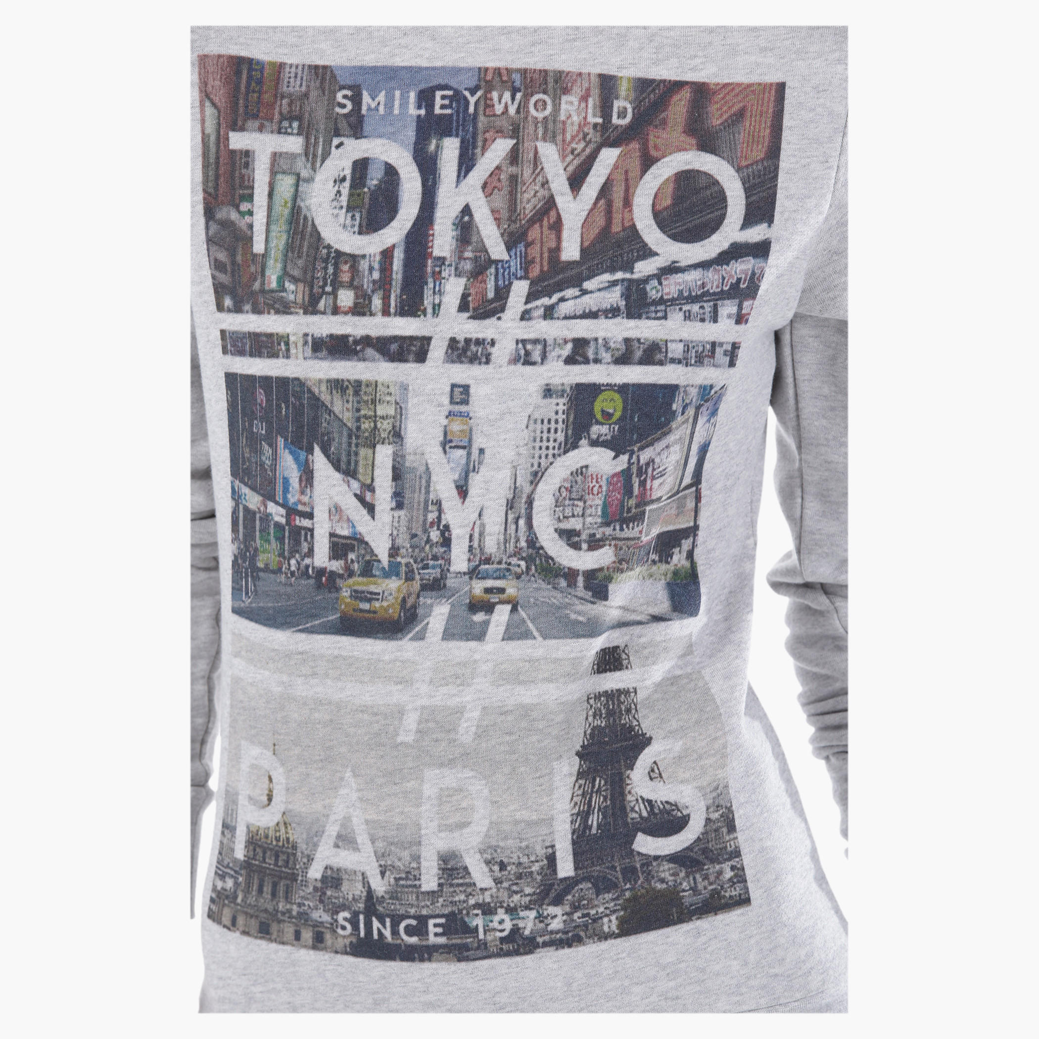 Smiley World Graphic Print Sweatshirt with Long Sleeves in Regular Fit-women-winterwear-hoodiesandsweatshirts-sweatshirts-image-4
