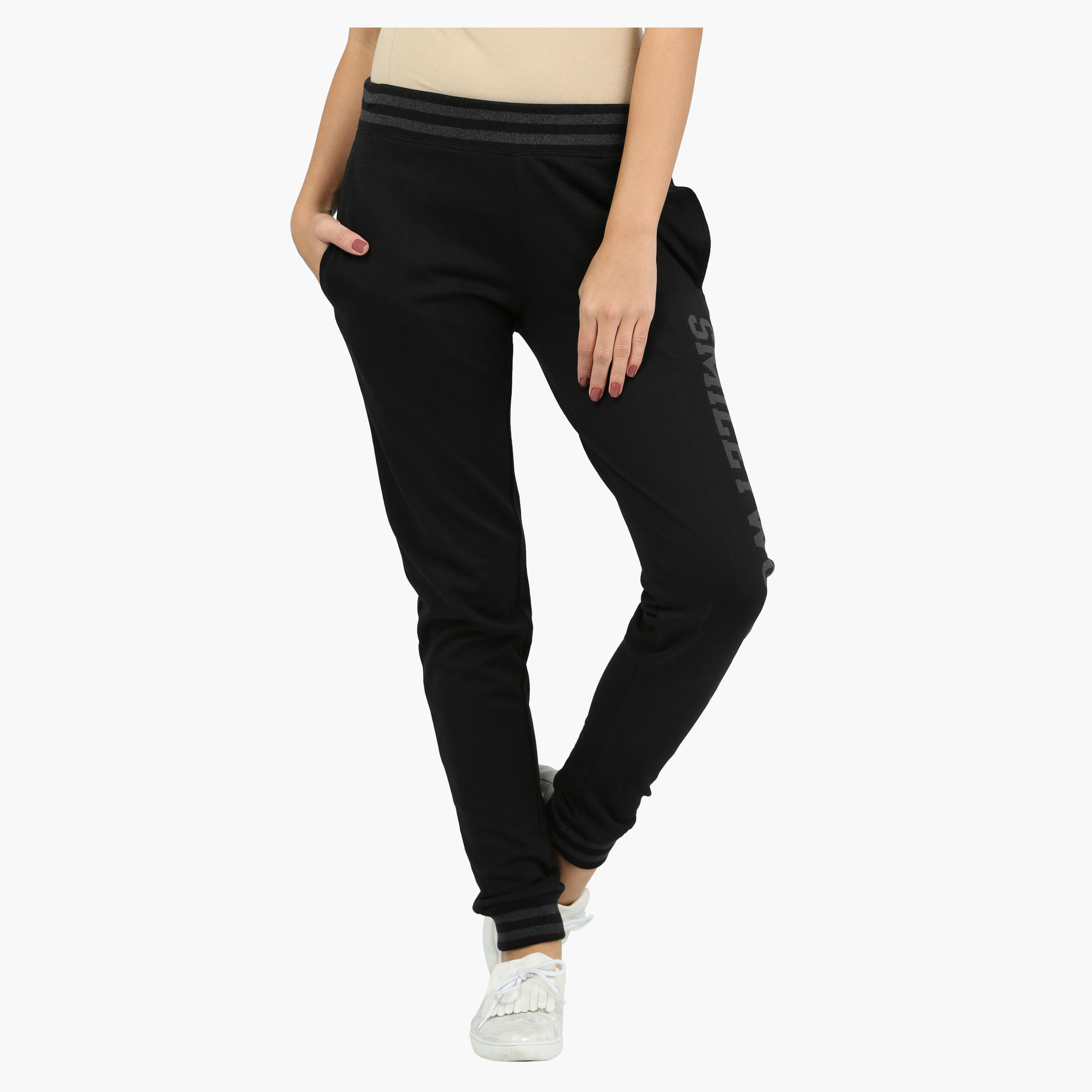 Smiley World Jog Pants with Ribbed Waist and Cuffs-women-clothing-bottoms-joggers-image-1