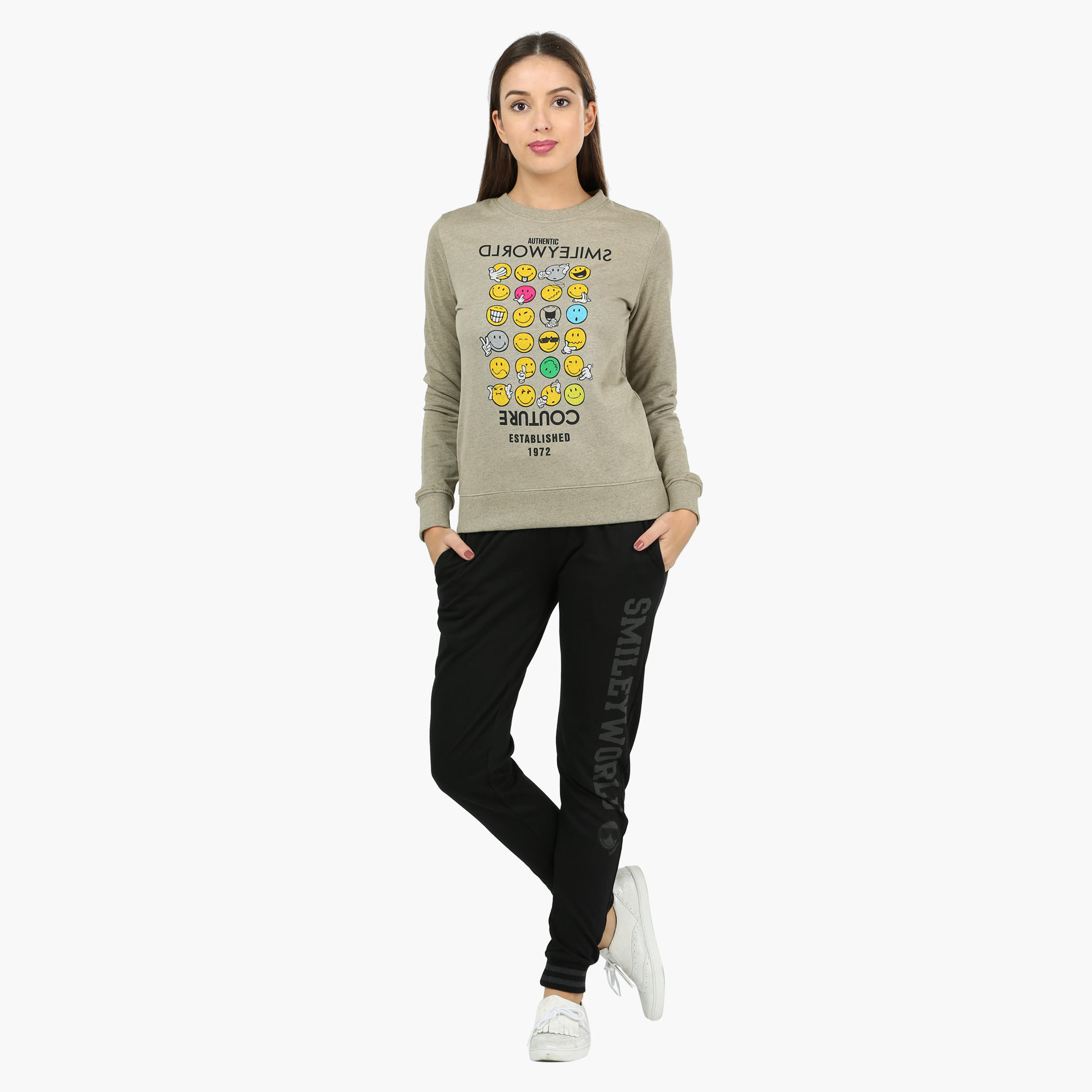 Smiley World Jog Pants with Ribbed Waist and Cuffs-women-clothing-bottoms-joggers-image-5