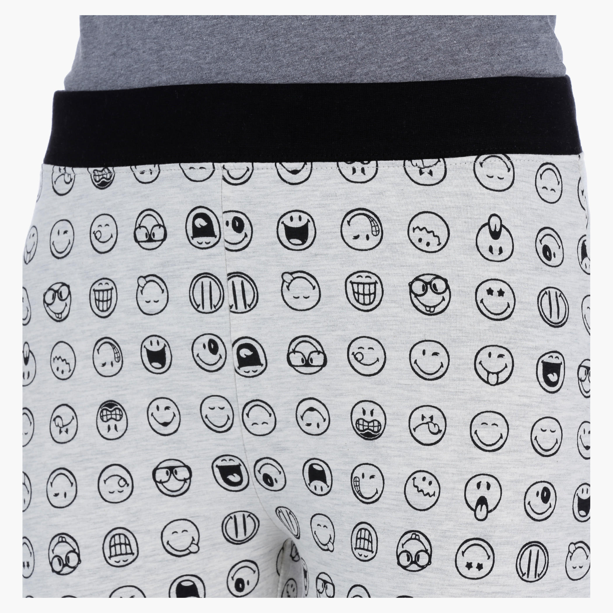 Smiley World Melange Jog Pants with All Over Print in Regular Fit-women-clothing-bottoms-joggers-image-4