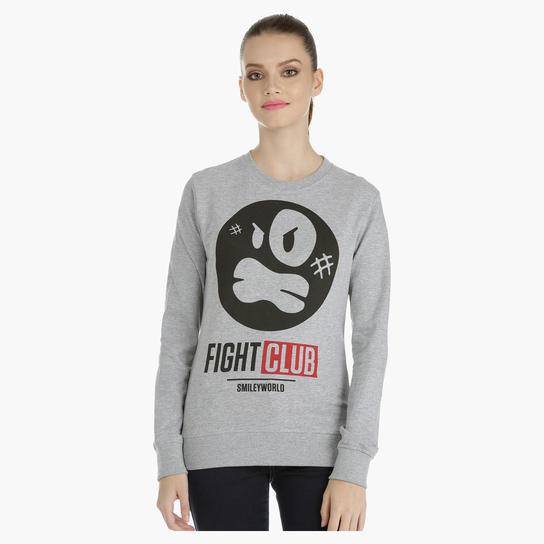 Smiley World Printed Sweatshirt with Long Sleeves-women-winterwear-hoodiesandsweatshirts-sweatshirts-image-1