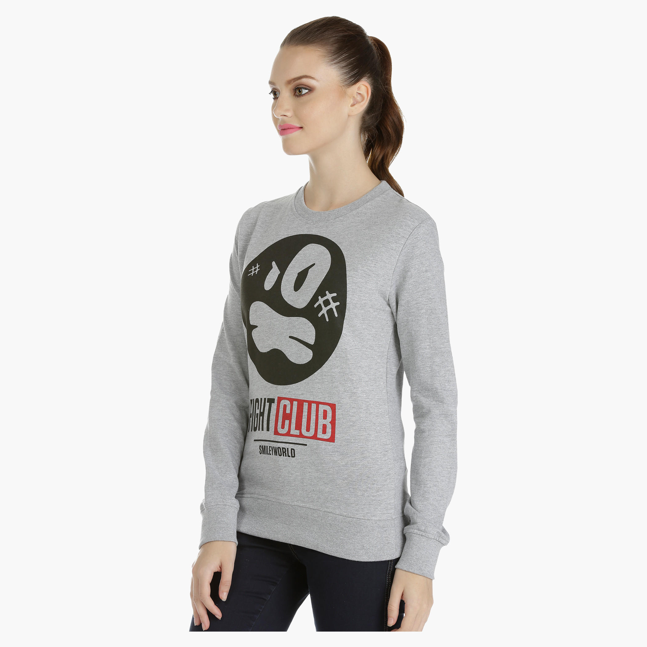 Smiley World Printed Sweatshirt with Long Sleeves-women-winterwear-hoodiesandsweatshirts-sweatshirts-image-3