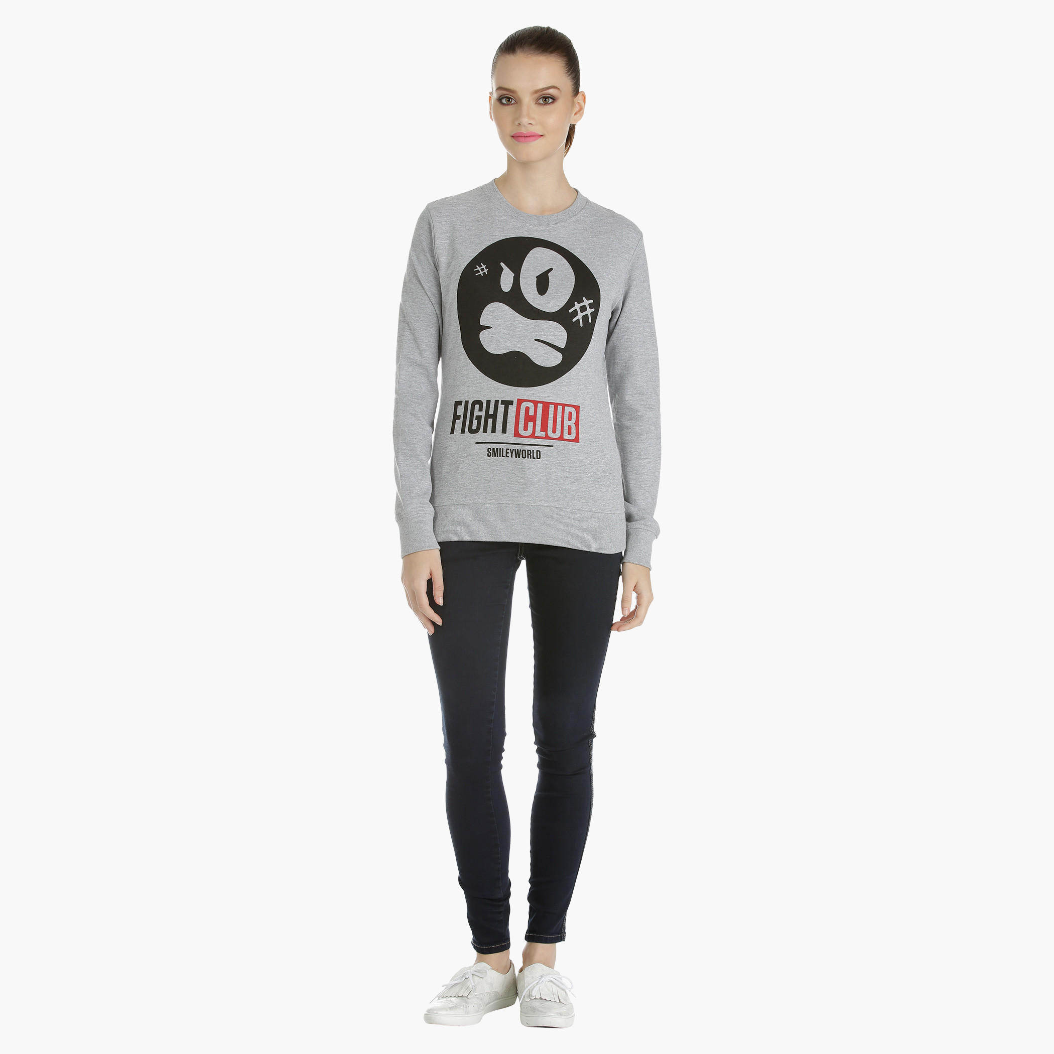 Smiley World Printed Sweatshirt with Long Sleeves-women-winterwear-hoodiesandsweatshirts-sweatshirts-image-1