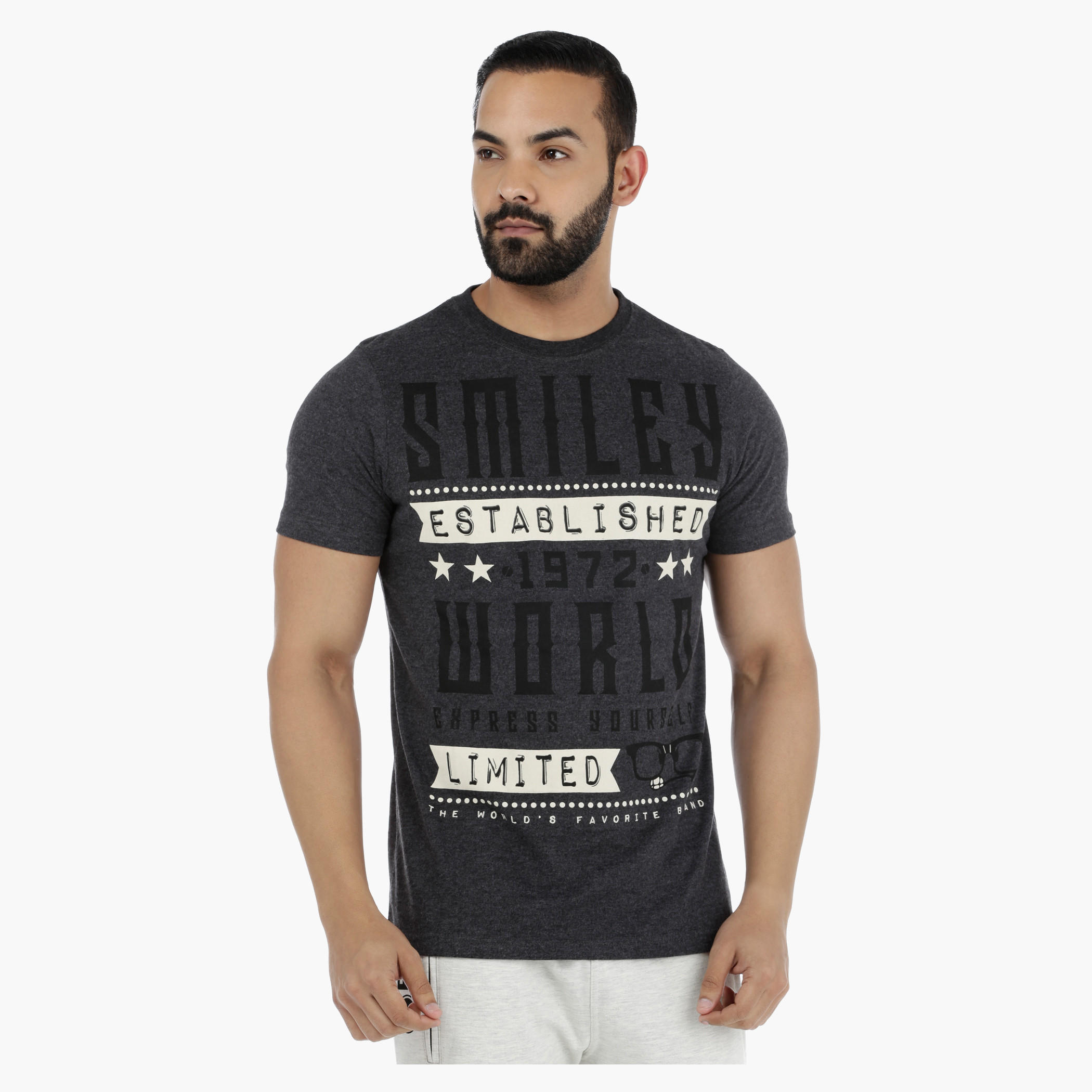 Smiley World Printed T-Shirt with Short Sleeves-men-clothing-tshirtsandpolos-tshirts-image-1