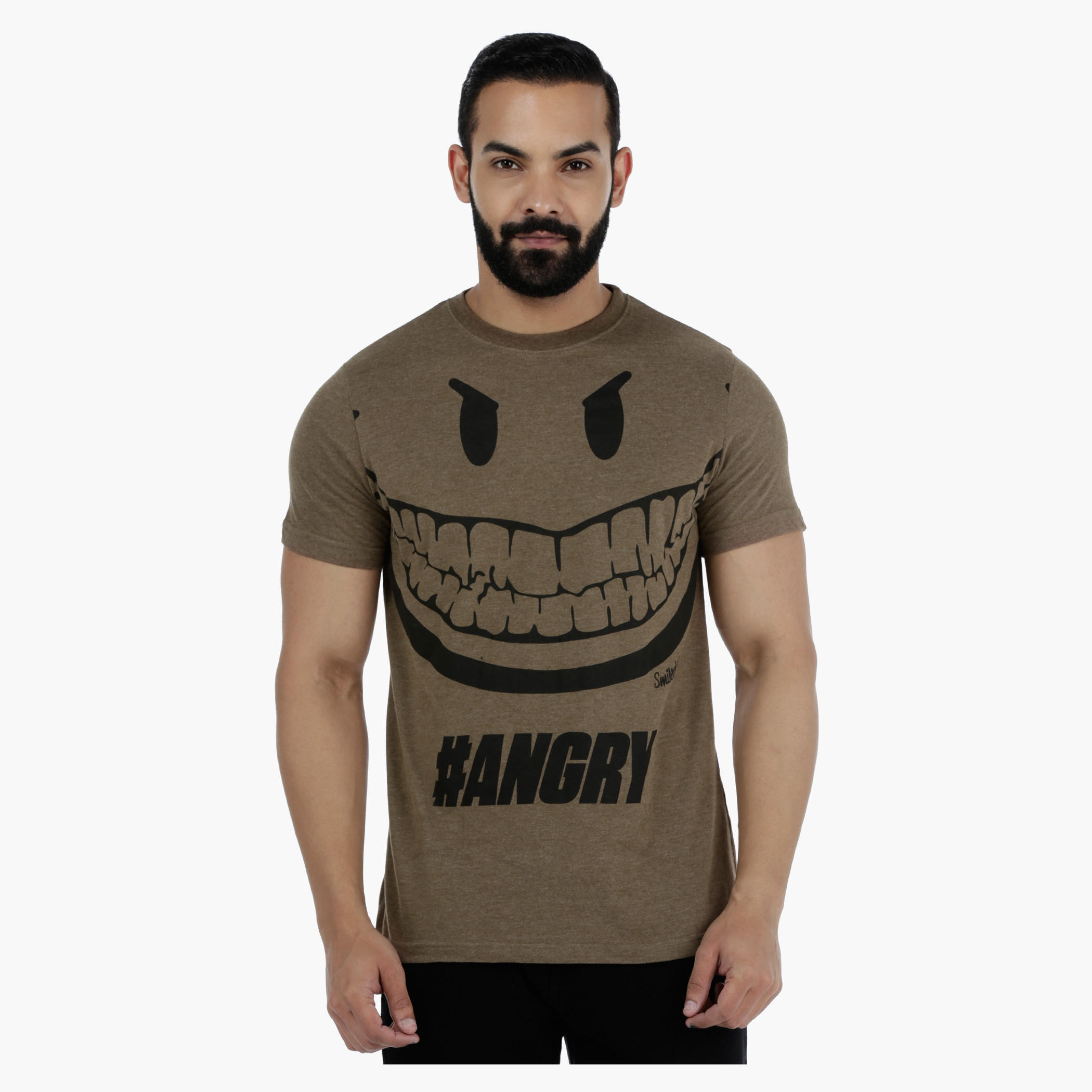 Smiley World Graphic Print Short Sleeves Melange T-shirt-men-clothing-tshirtsandpolos-tshirts-image-1
