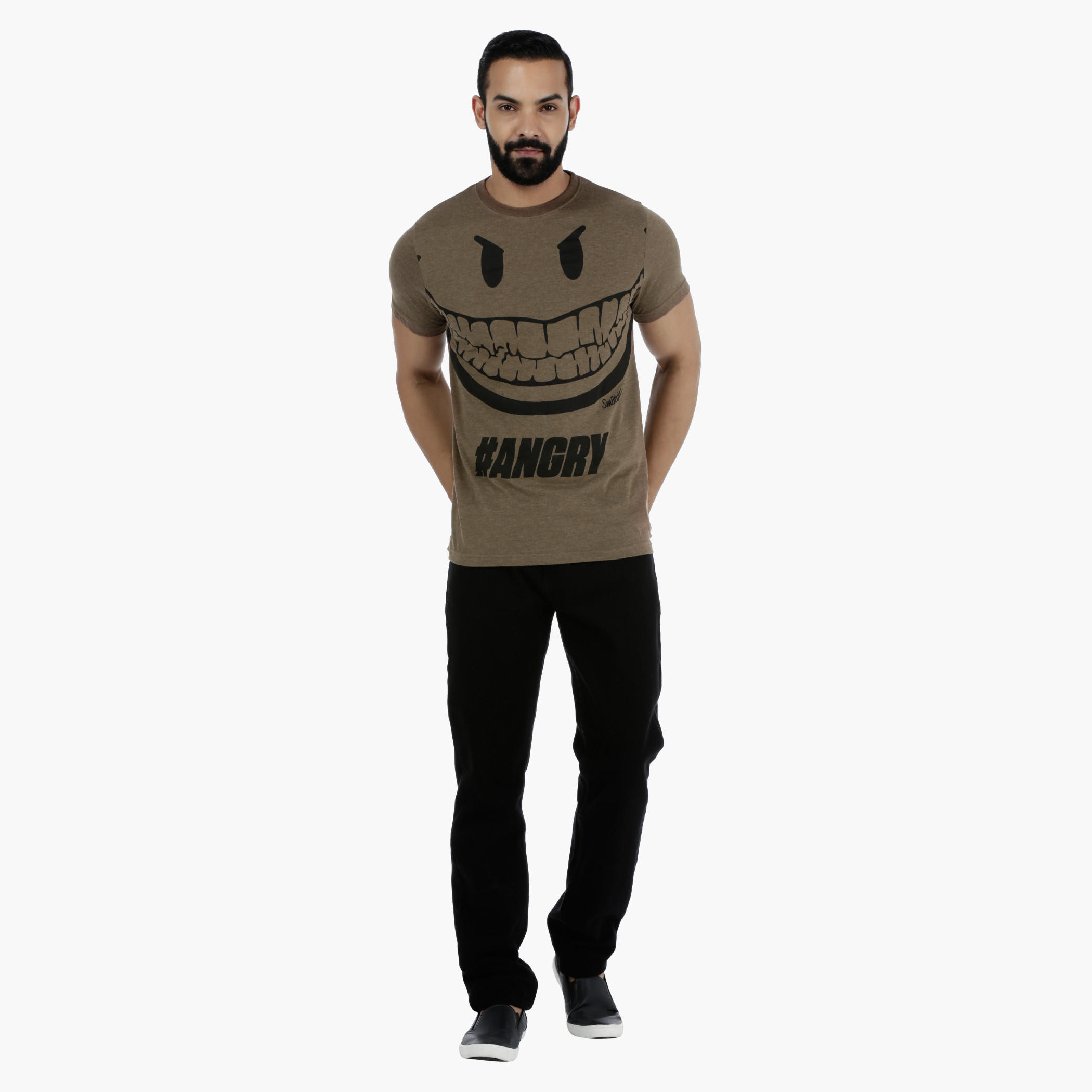 Smiley World Graphic Print Short Sleeves Melange T-shirt-men-clothing-tshirtsandpolos-tshirts-image-5