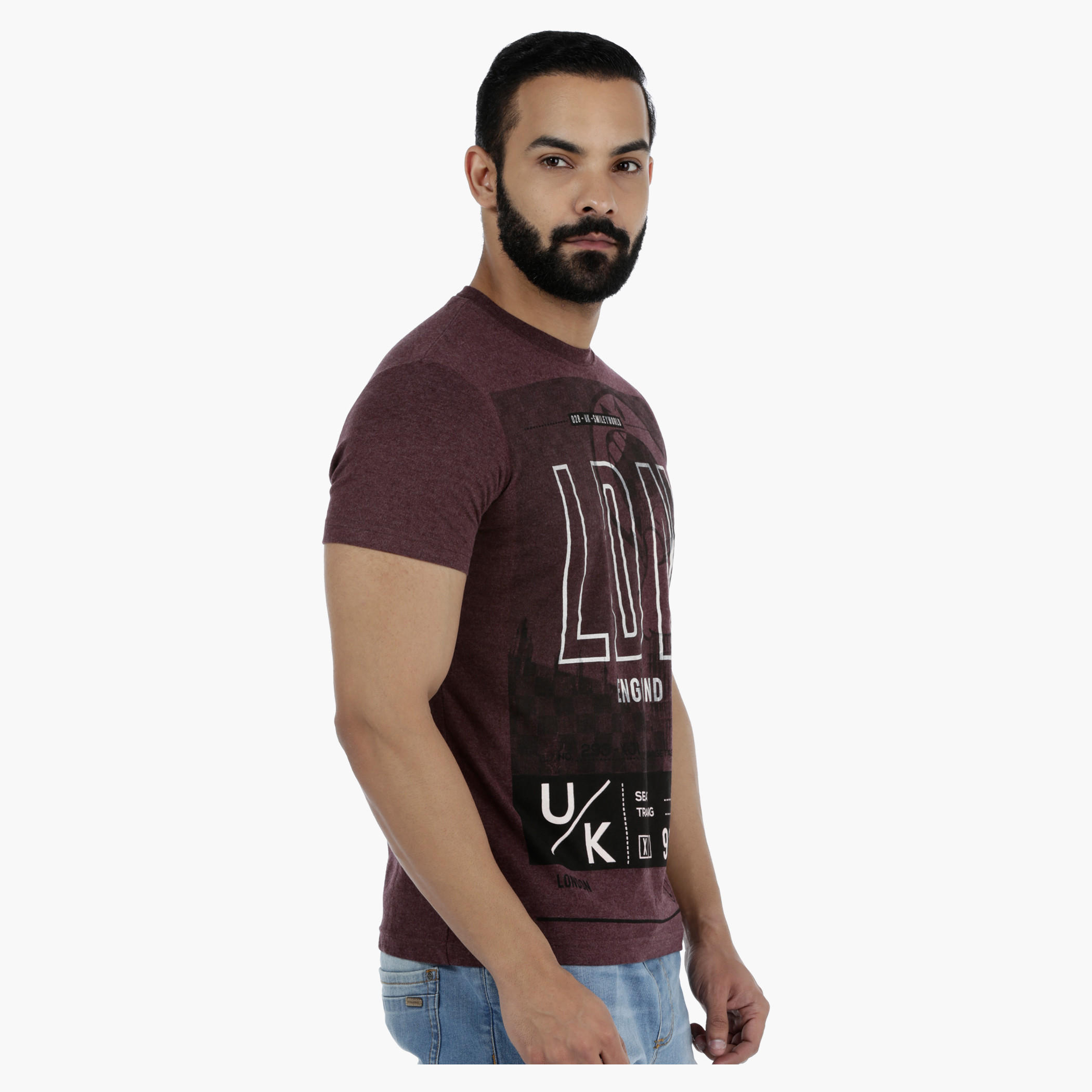 Smiley World Graphic Print Short Sleeves Melange T-shirt-men-clothing-tshirtsandpolos-tshirts-image-3