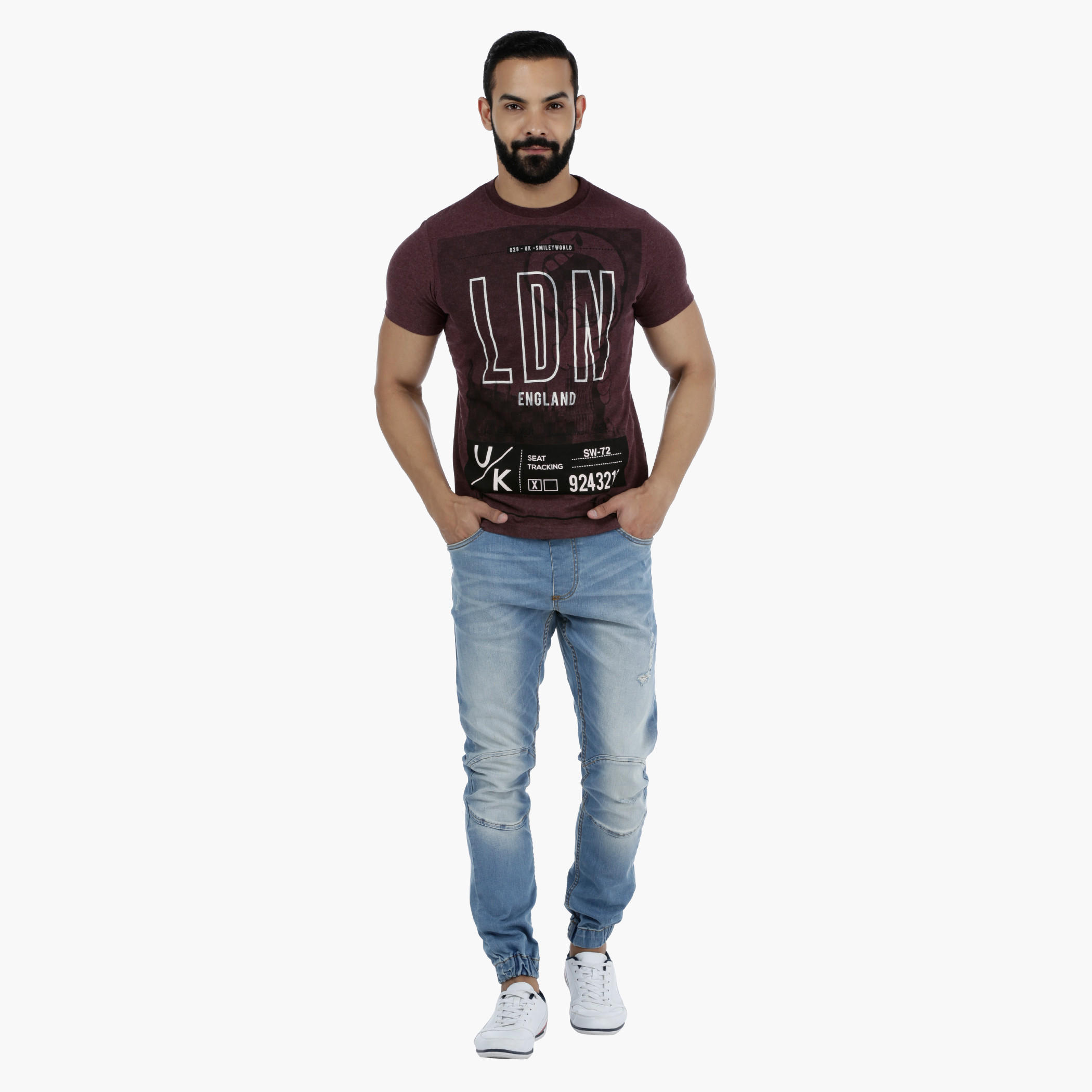 Smiley World Graphic Print Short Sleeves Melange T-shirt-men-clothing-tshirtsandpolos-tshirts-image-5