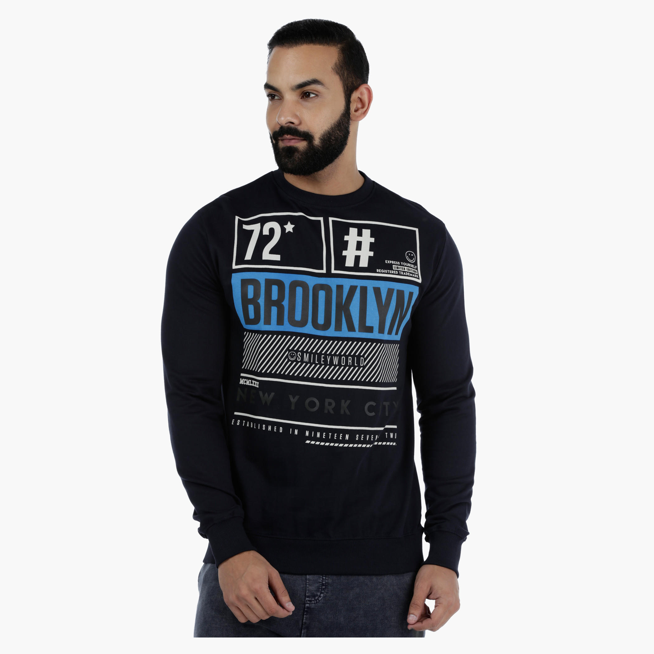 Smiley World Printed Sweatshirt with Long Sleeves-men-winterwear-hoodiesandsweatshirts-image-1
