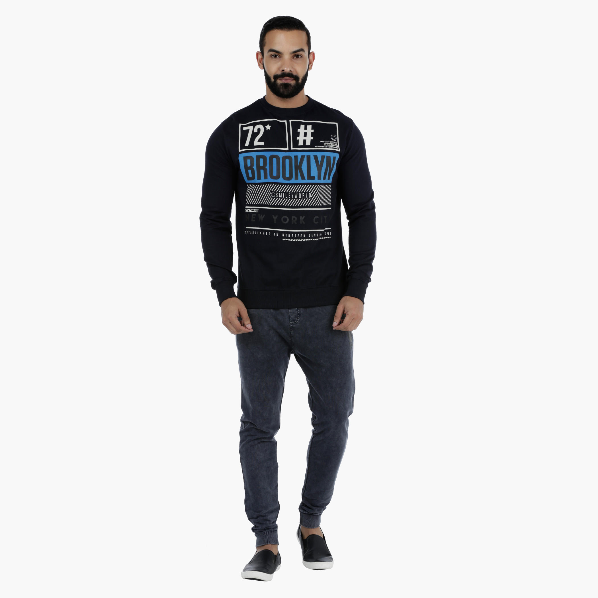 Smiley World Printed Sweatshirt with Long Sleeves-men-winterwear-hoodiesandsweatshirts-image-5