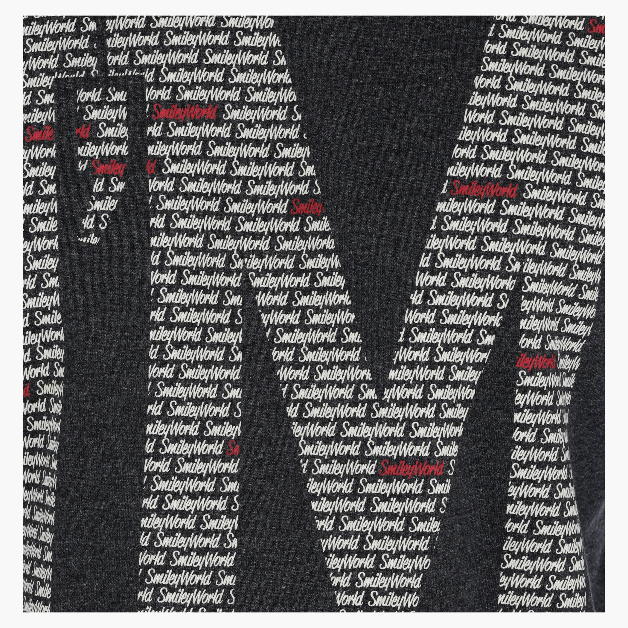 Smiley World Graphic Print Long Sleeves Melange Sweatshirt-men-winterwear-hoodiesandsweatshirts-image-2