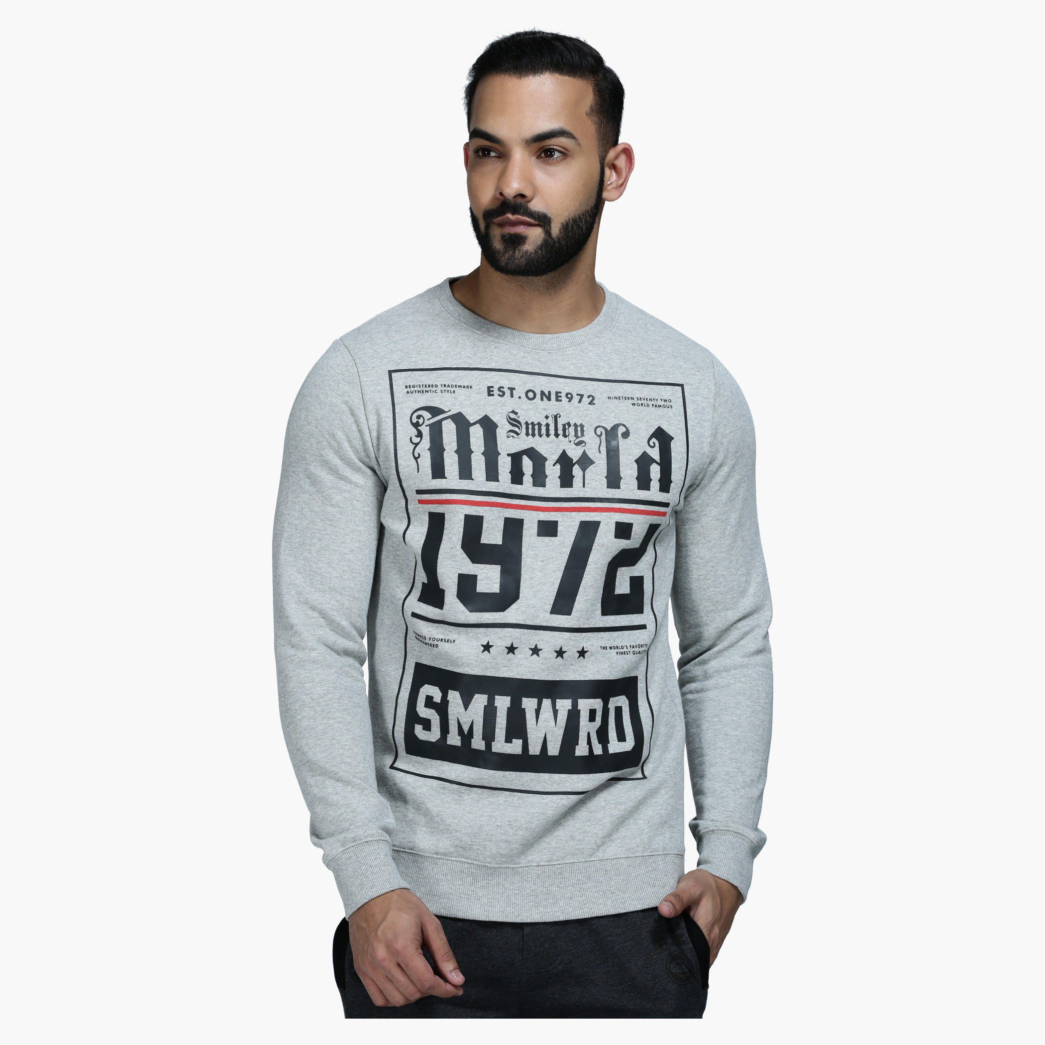 Graphic Print Crew Neck T-Shirt with Long Sleeves-men-winterwear-hoodiesandsweatshirts-image-1