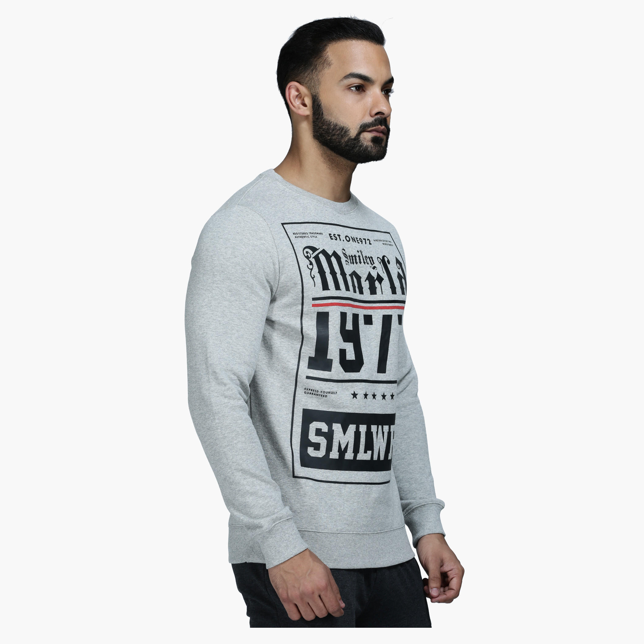 Graphic Print Crew Neck T-Shirt with Long Sleeves-men-winterwear-hoodiesandsweatshirts-image-3