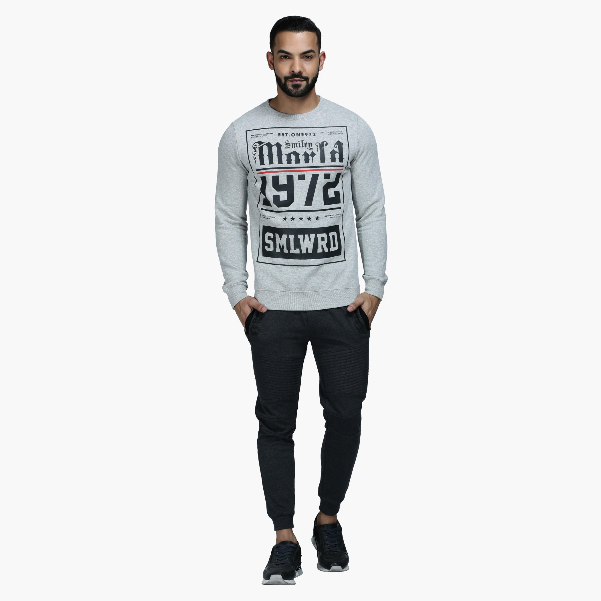 Graphic Print Crew Neck T-Shirt with Long Sleeves-men-winterwear-hoodiesandsweatshirts-image-5