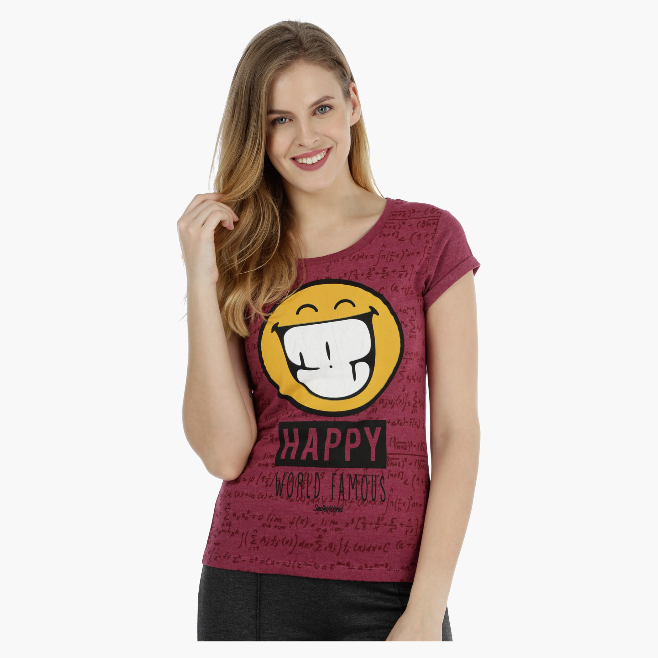 Smiley World Short-sleeved Graphic T-shirt-women-clothing-tshirts-image-1