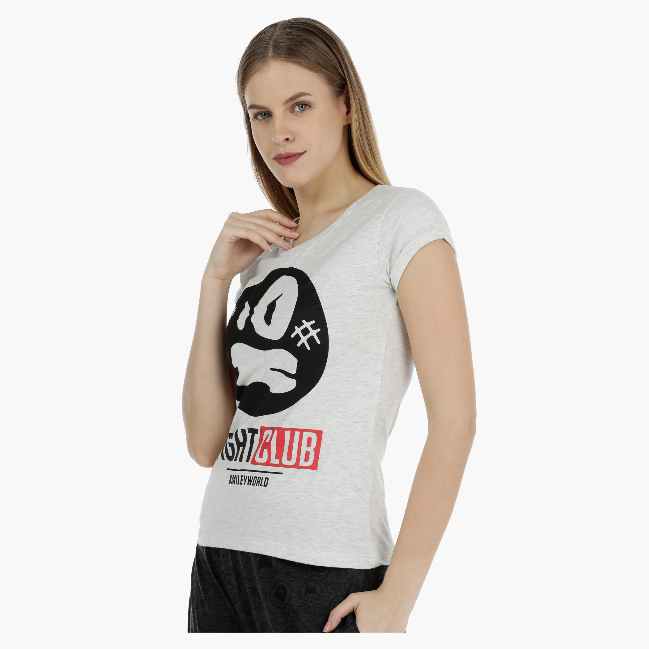 Smiley World Graphic Short-sleeved T-shirt-women-clothing-tshirts-image-3