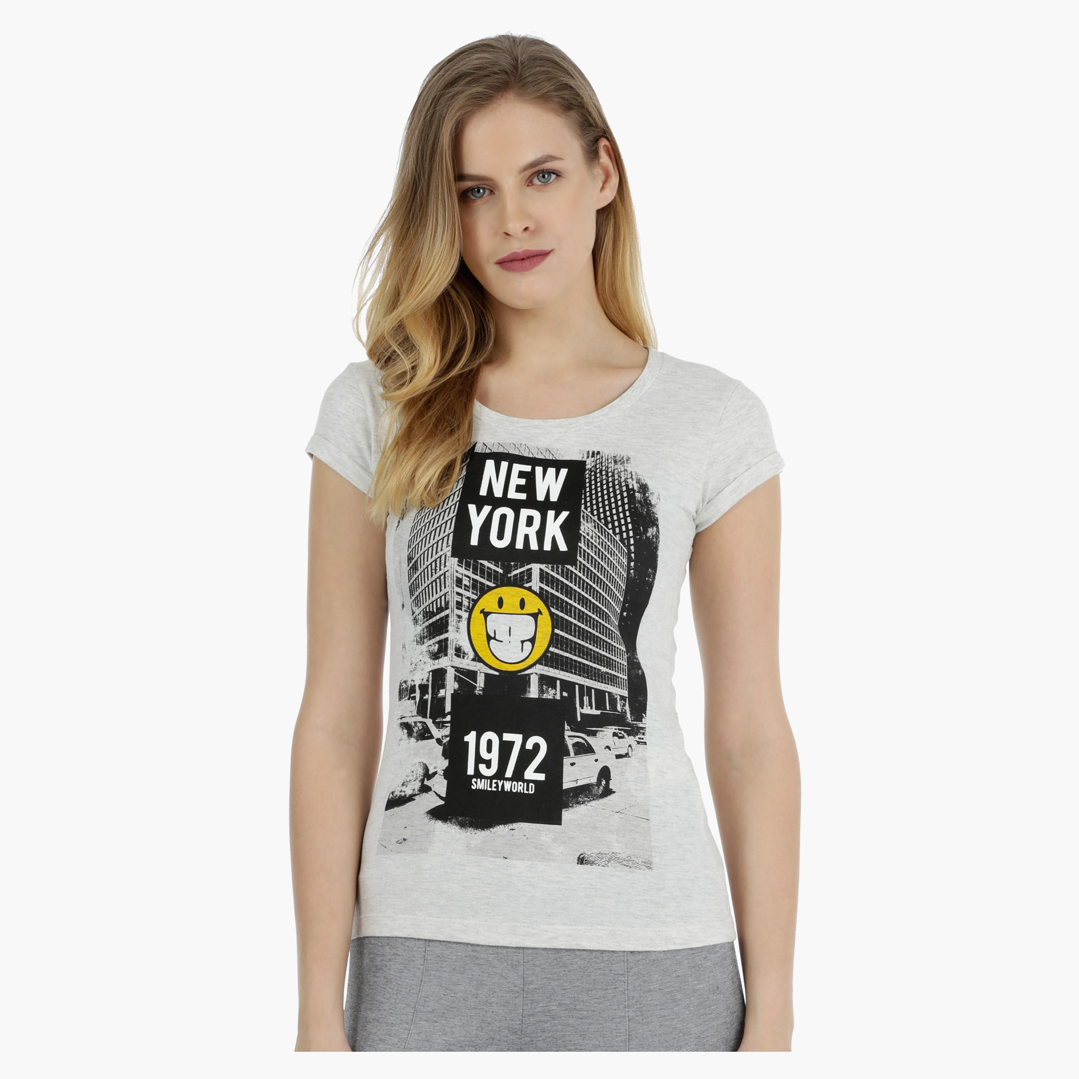 Smiley World Short-sleeved Graphic T-shirt-women-clothing-tshirts-image-5