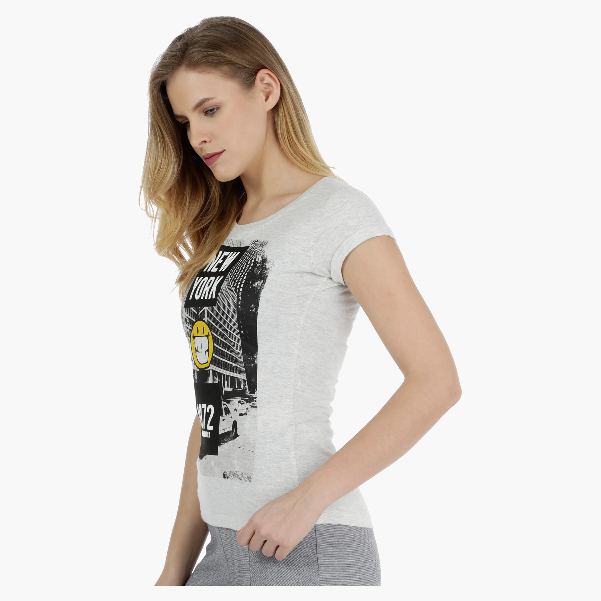 Smiley World Short-sleeved Graphic T-shirt-women-clothing-tshirts-image-3
