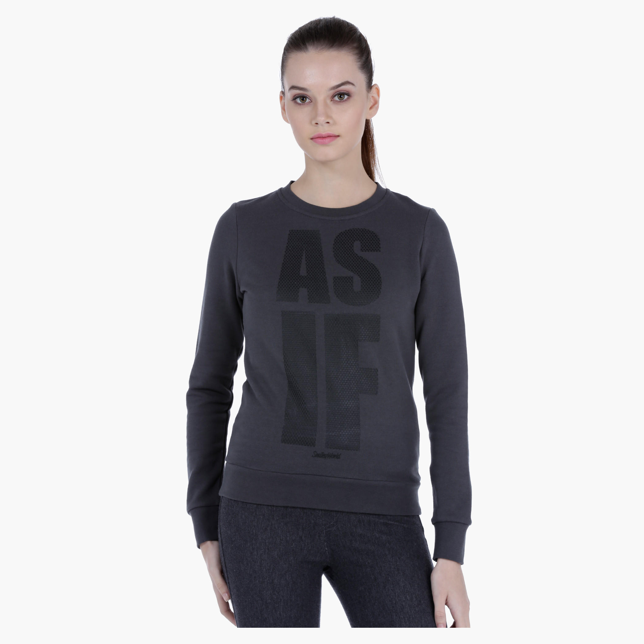 Smiley World Sweatshirt with Graphic Print and Long Sleeves-women-winterwear-hoodiesandsweatshirts-sweatshirts-image-1