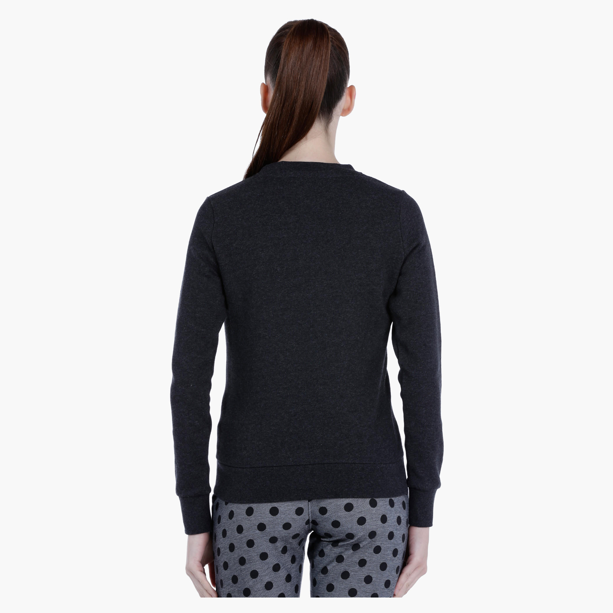 Smiley World Melange Sweatshirt with Graphic Print and Long Sleeves-women-winterwear-hoodiesandsweatshirts-sweatshirts-image-2