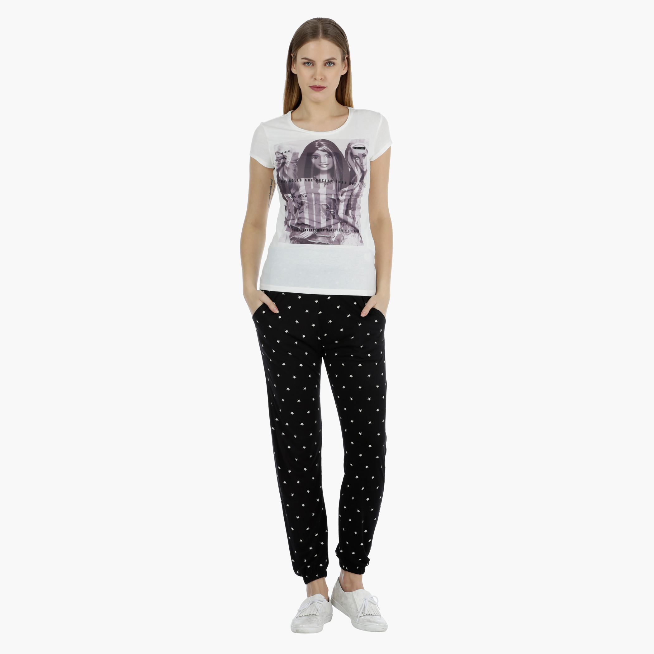 Smiley World Star Print Jog Pants-women-clothing-bottoms-joggers-image-1
